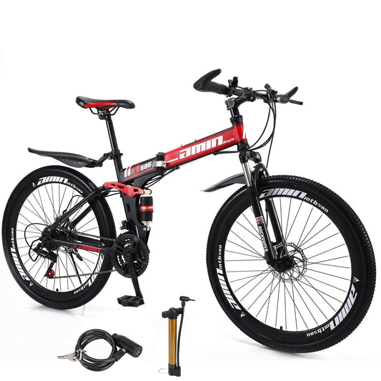26 inch MTB Folding Bicycle Adult Mountain Bike Full Suspension