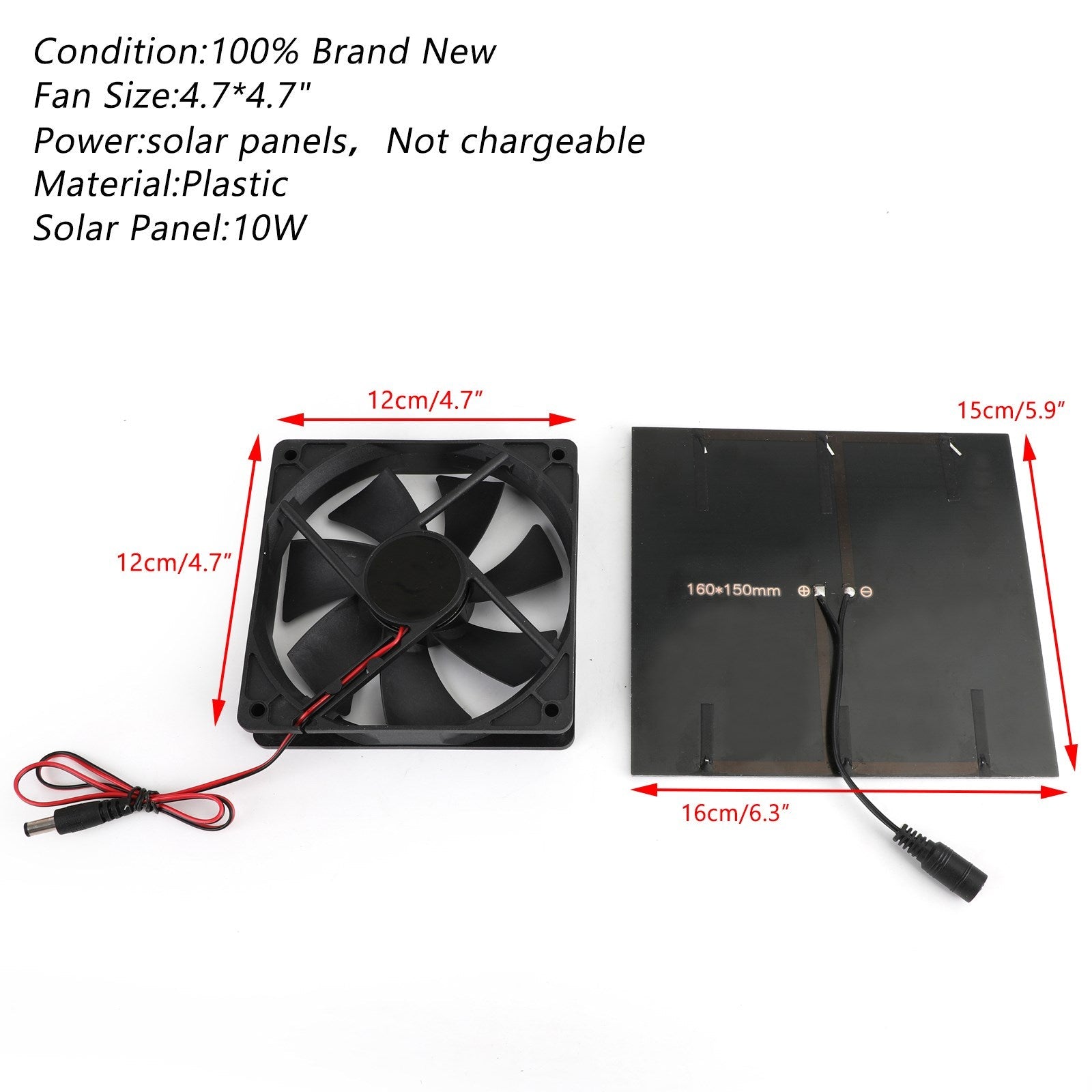 Solar Powered Fan for Chicken Coop, Greenhouse & Dog House, 10W 4.7" Mini Ventilator for Shed & RV