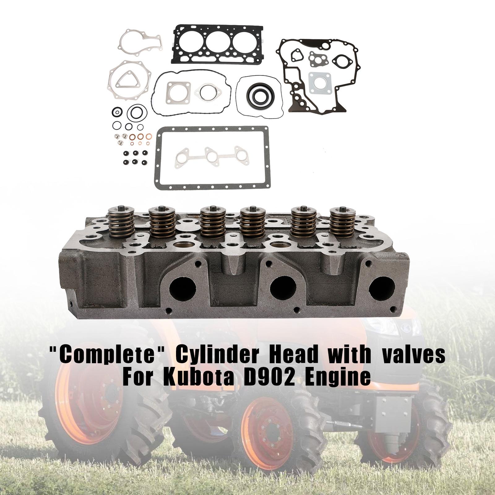 Complete Cylinder Head Kit for Kubota D902 Engine, Fits RTV900 & ZD323, with Gaskets & Valve Springs, Replaces 1G962-03045