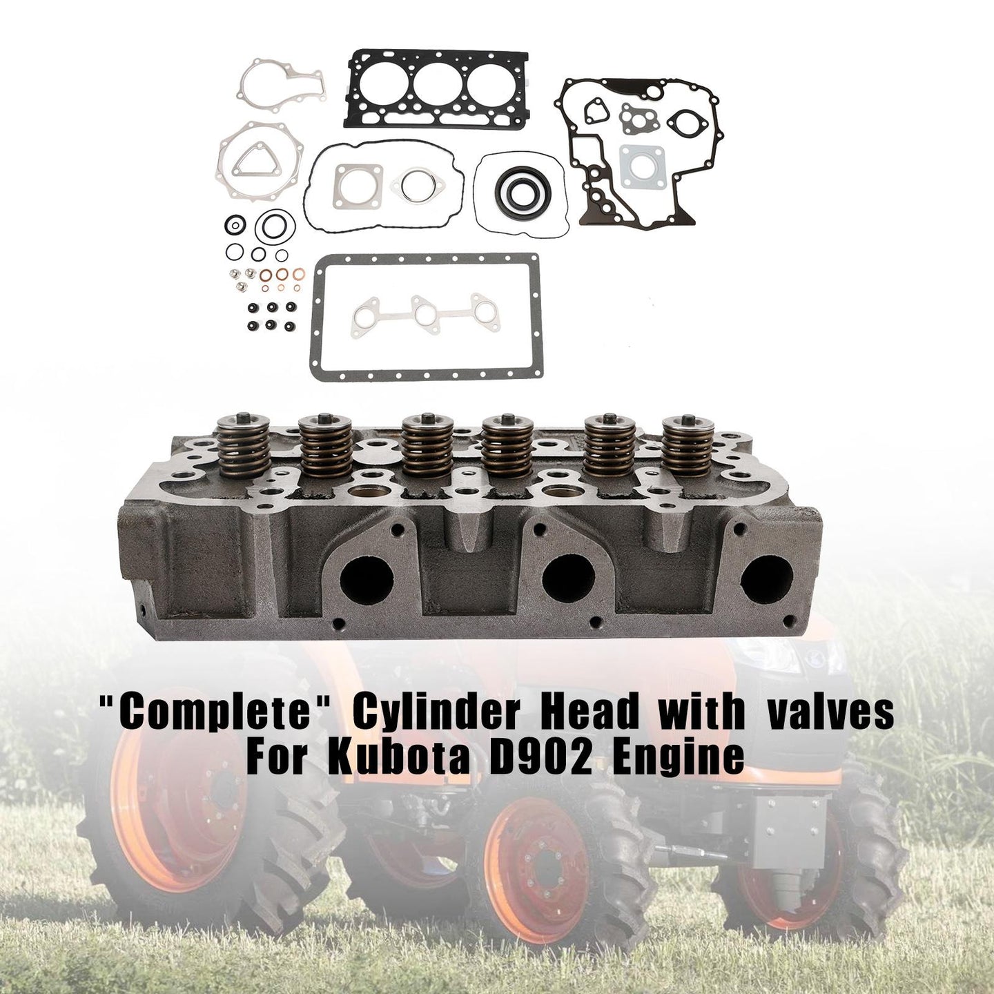 Complete Cylinder Head Kit for Kubota D902 Engine, Fits RTV900 & ZD323, with Gaskets & Valve Springs, Replaces 1G962-03045