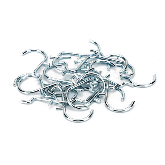 20 PACK 1" Jumbo 'J' Metal Peg Garage Hanger Hooks 1/8 to 1/4 Inch Pegboard