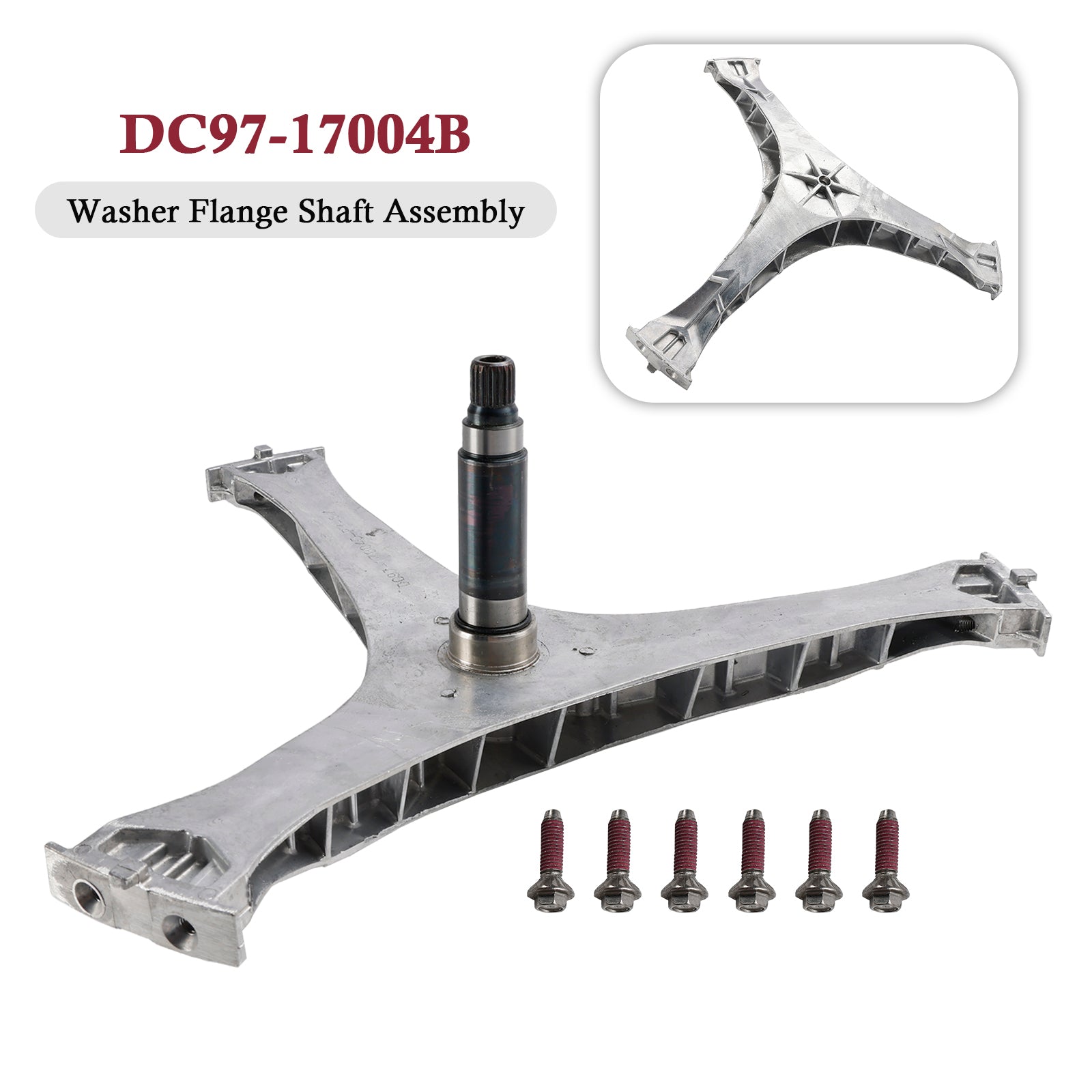 Samsung Washer Spider Arm Flange Shaft Assembly, Replaces DC97-17004B, AP5800144, PS8764285, with Bolts
