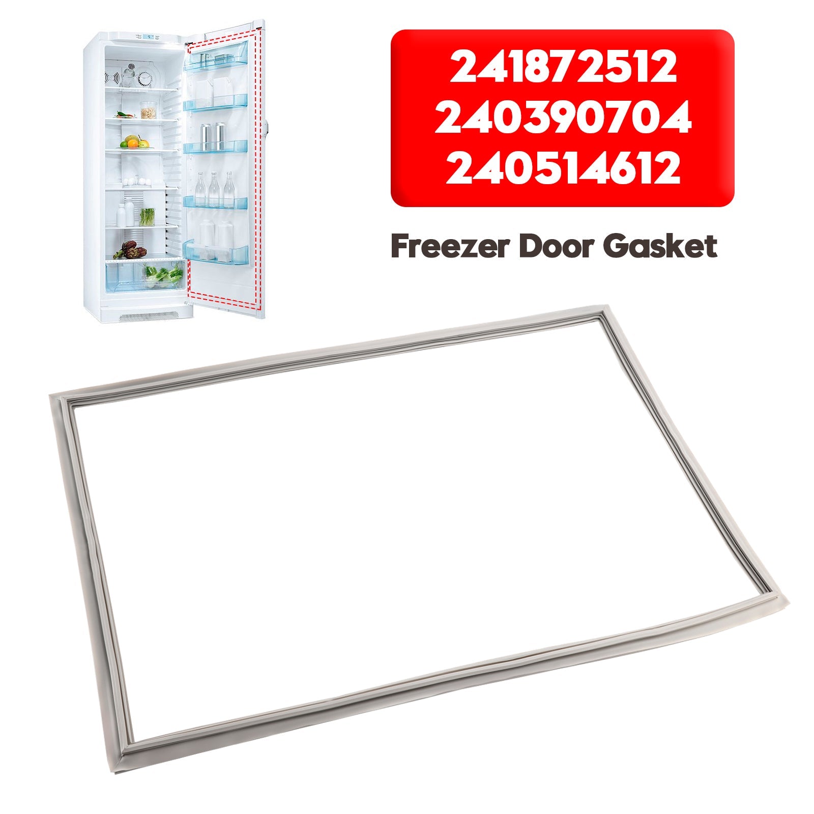42.12" x 28.93" Freezer Door Gasket for Electrolux, Frigidaire & Gibson, Replaces 241872512, PS1991436