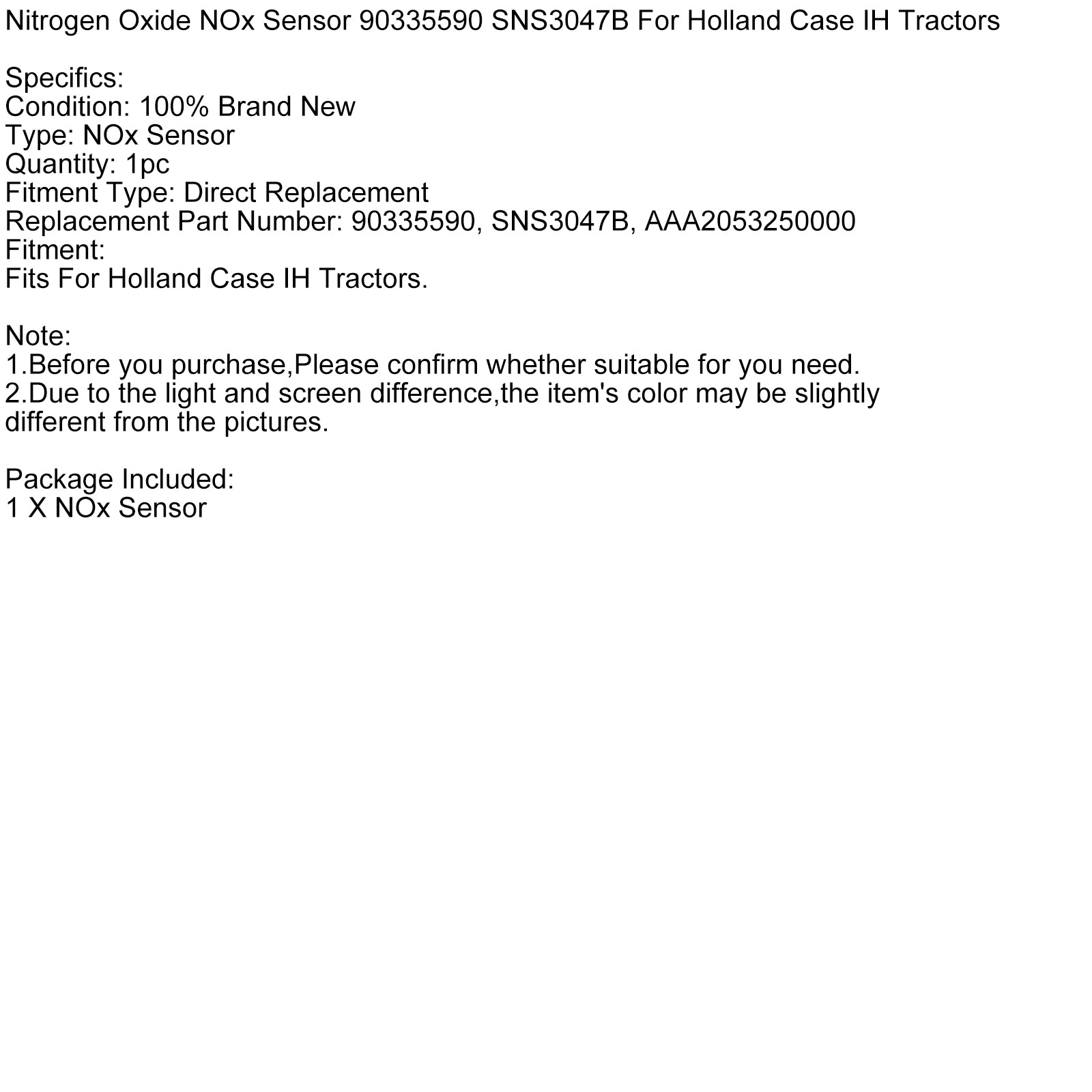 90335590 SNS3047B Nitrogen Oxide NOx Sensor For Holland Case IH Tractors