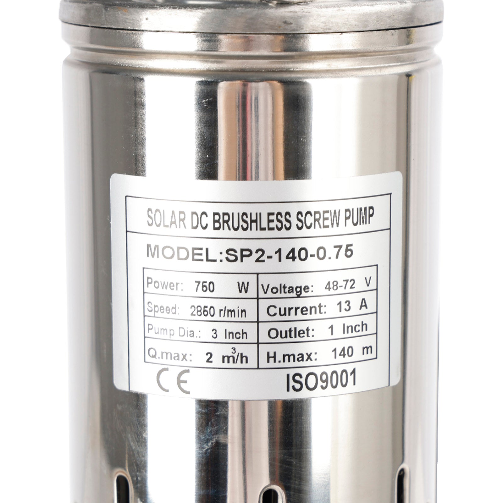 750W 48V Solar Submersible Borehole Water Pump with MPPT – Deep Well Screw Pump, Max Head 140M