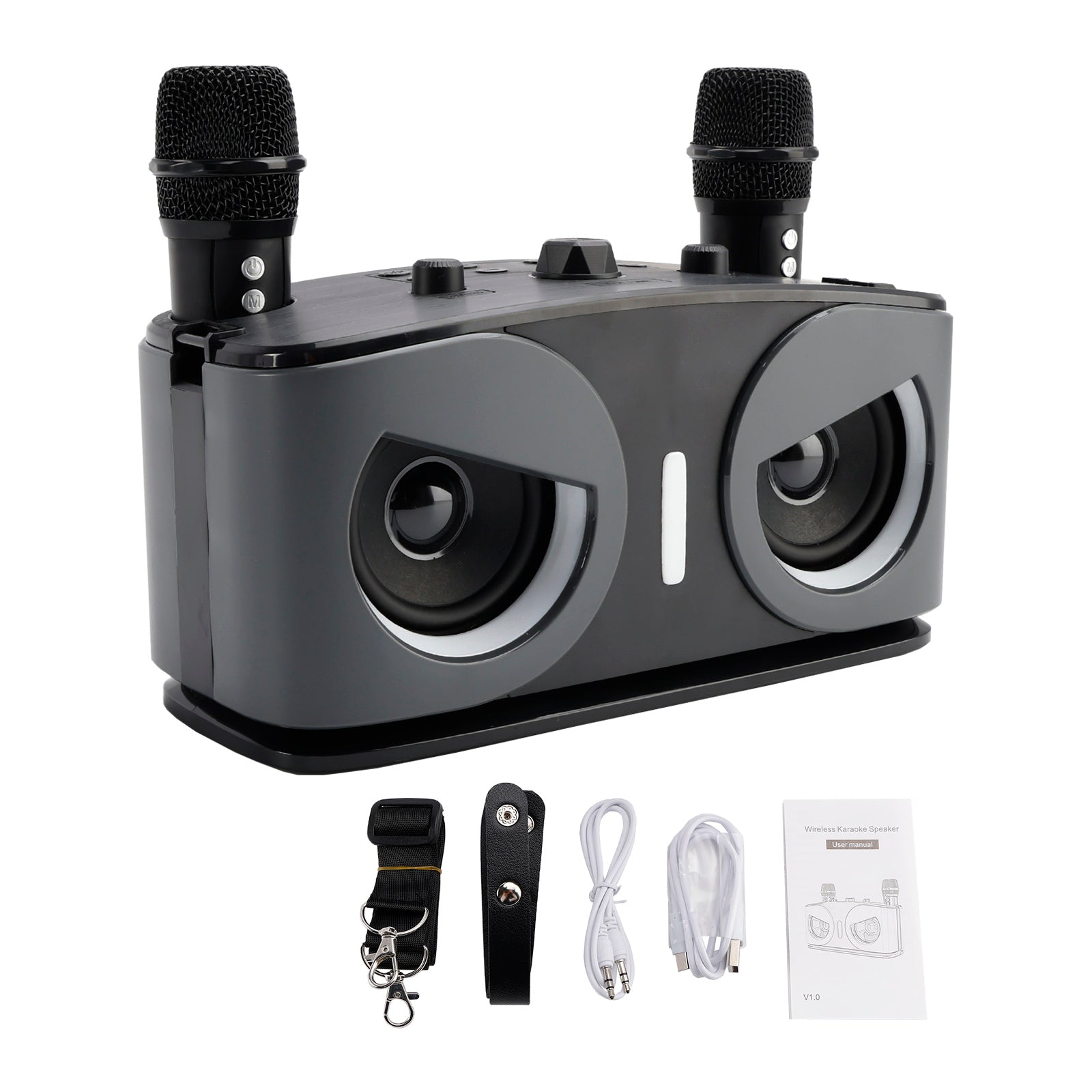 Karaoke Machine for Kids & Adults with 2 Microphones, Portable Bluetooth Speaker with Voice Changer & Echo for Parties