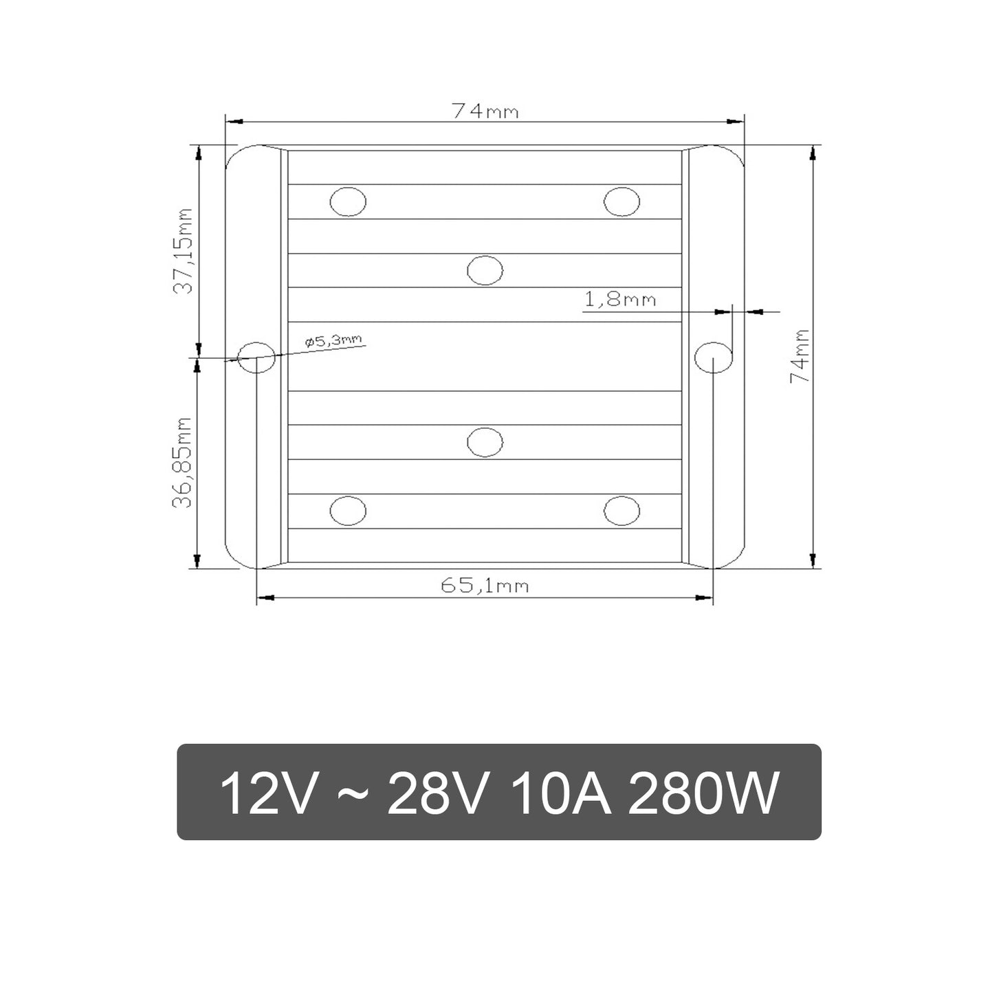 Areyourshop DC Converter Regulator 12V to 28V 280W Power Supply Step up Module Waterproof