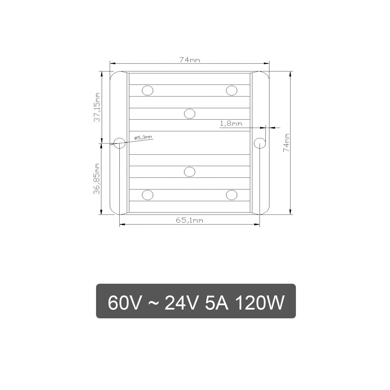 Car Power Supply Module Adapter DC-DC Converter 60V Step Down To 24V 5A 120W