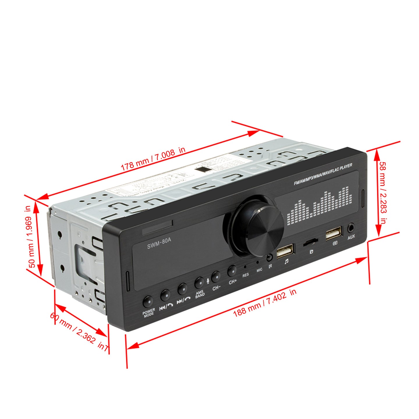 1 DIN Car Radio Car Stereo MP3 Player Bluetooth FM AM Autoradio SWM-80A Upgrade