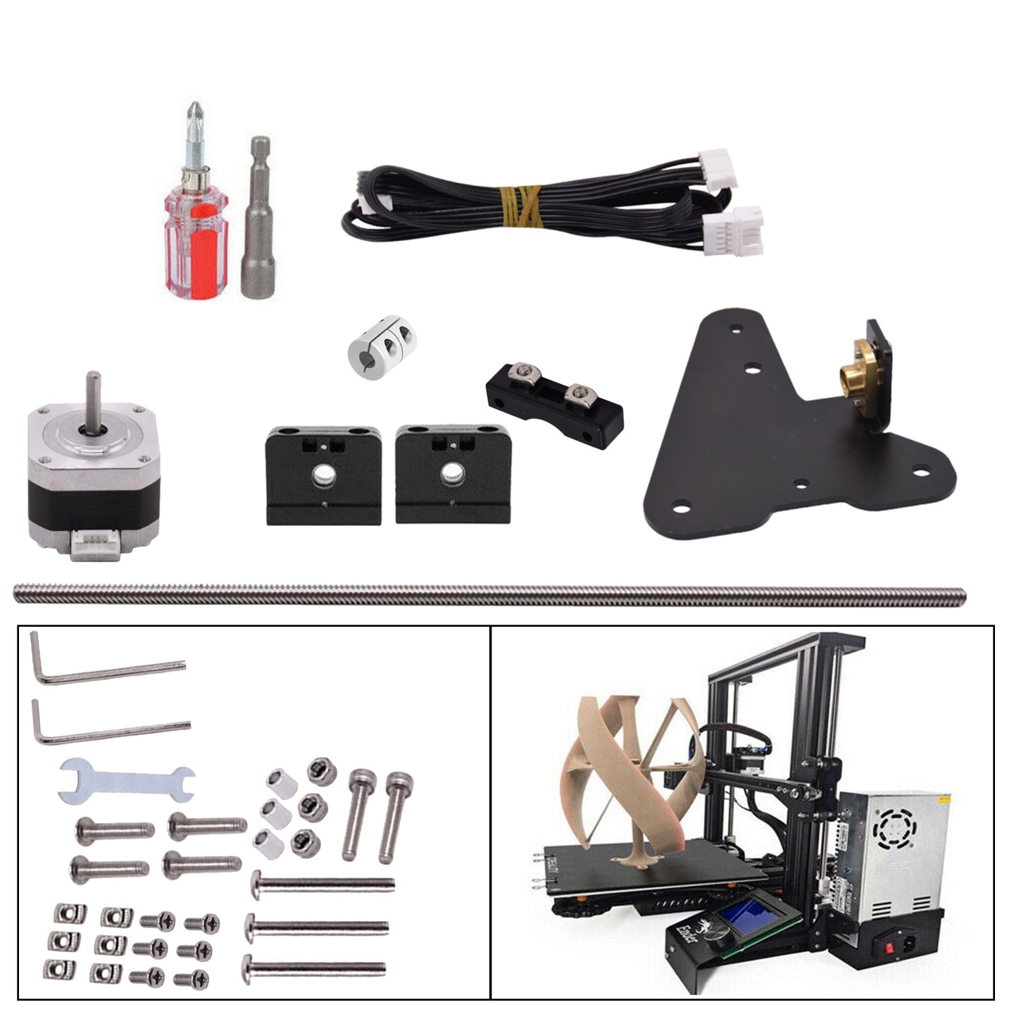 Dual Z Axis Lead Screw Upgrade Kit for Ender V2 3/3S/3pro 3D Printer Accessories