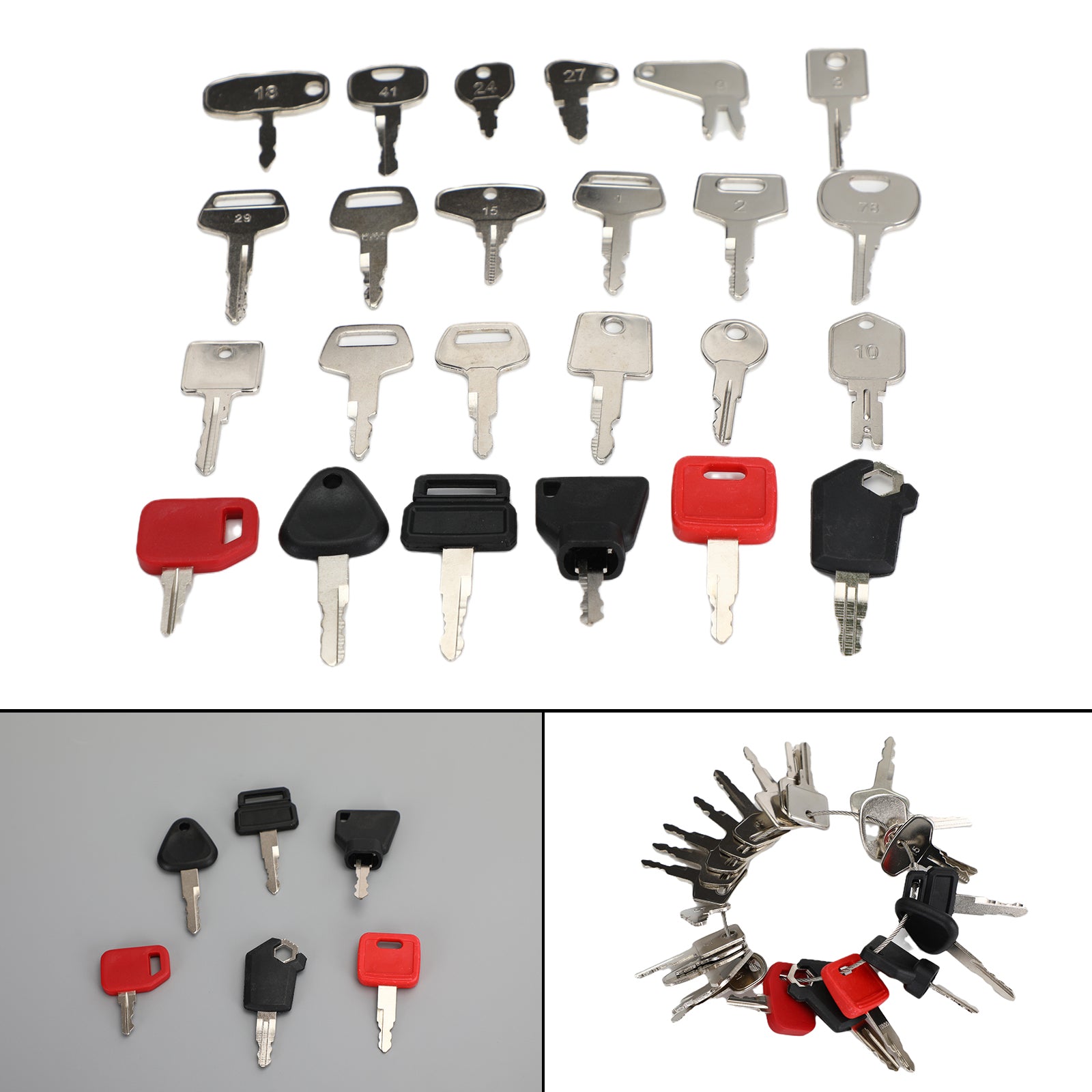 24 Ignition Key Heavy Construction Equipment Set For Volvo Cat JD Komatsu JCB UE