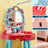 Toddler Makeup Table with Mirror and Chair Kids Vanity Set with Blowdryer for 3+