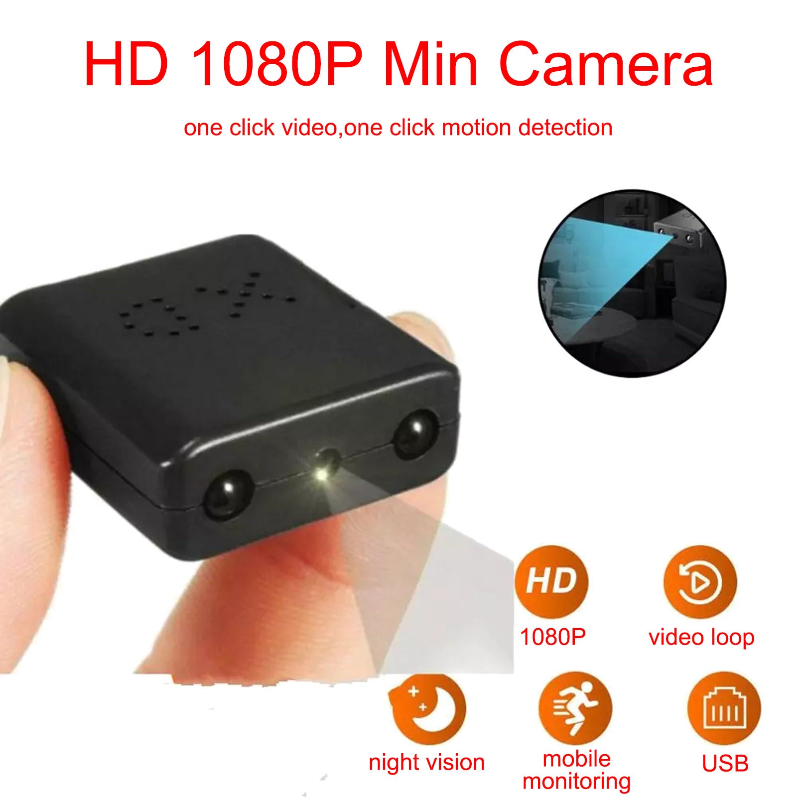 HD 1080P Mini Camera Night Vision Motion Security for Home Office