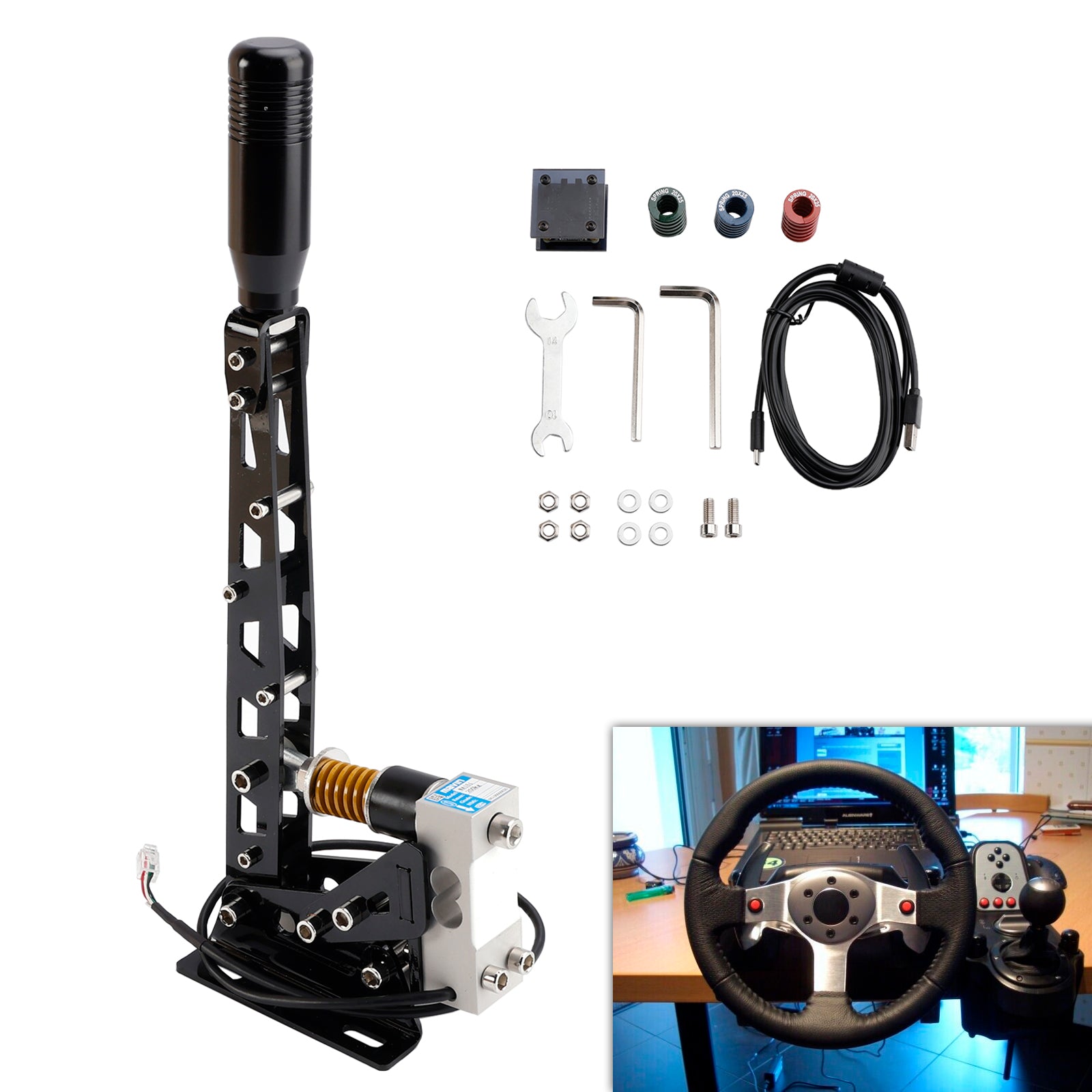 USB Handbrake Sim For PC Racing Games Logitech G29/G27/G25 T300 T500 RS PC 64bit 200KG Load Cell SIM Racing For Rally Adjustable