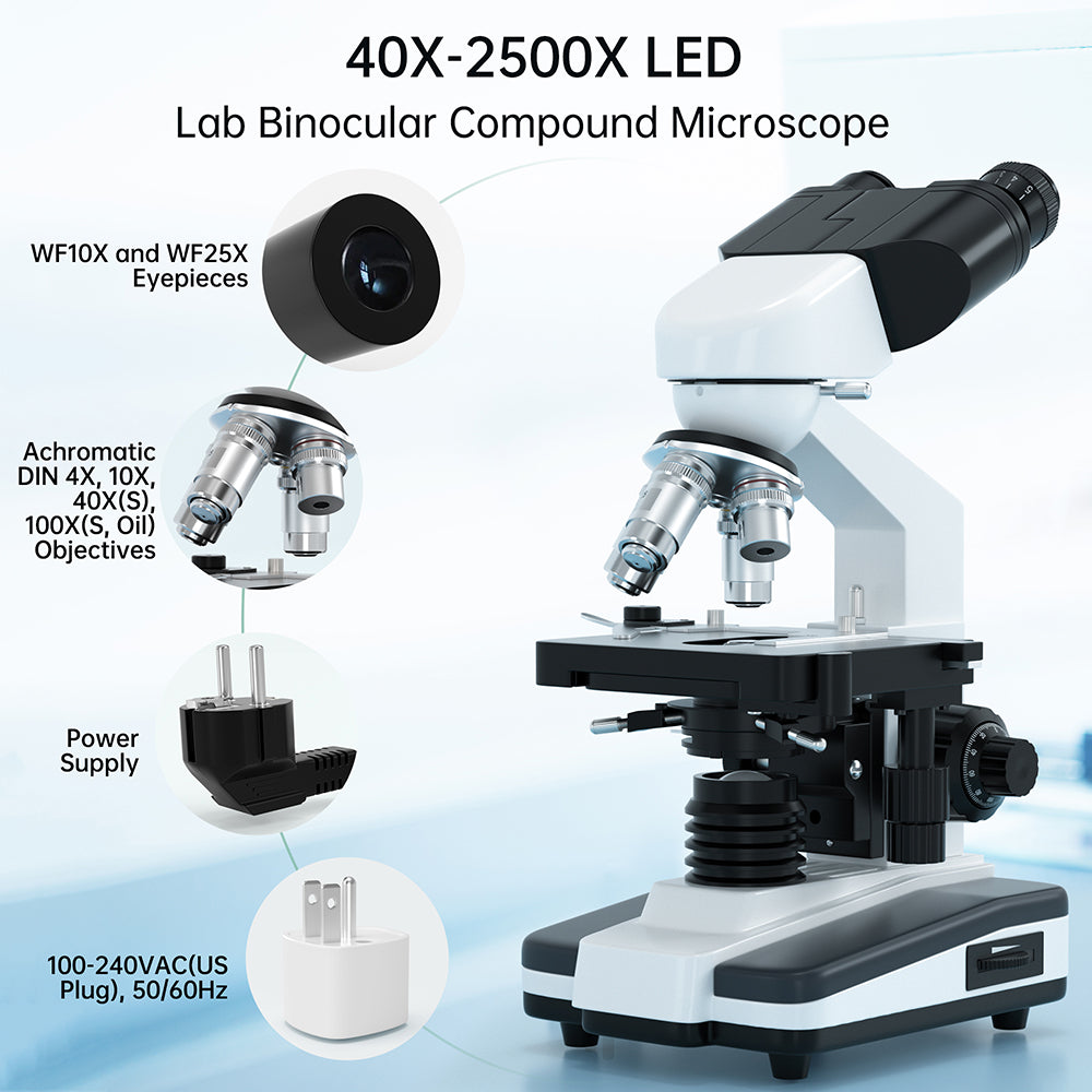 Binocular Compound Microscope For Adults Students 40X-2500X Magnification