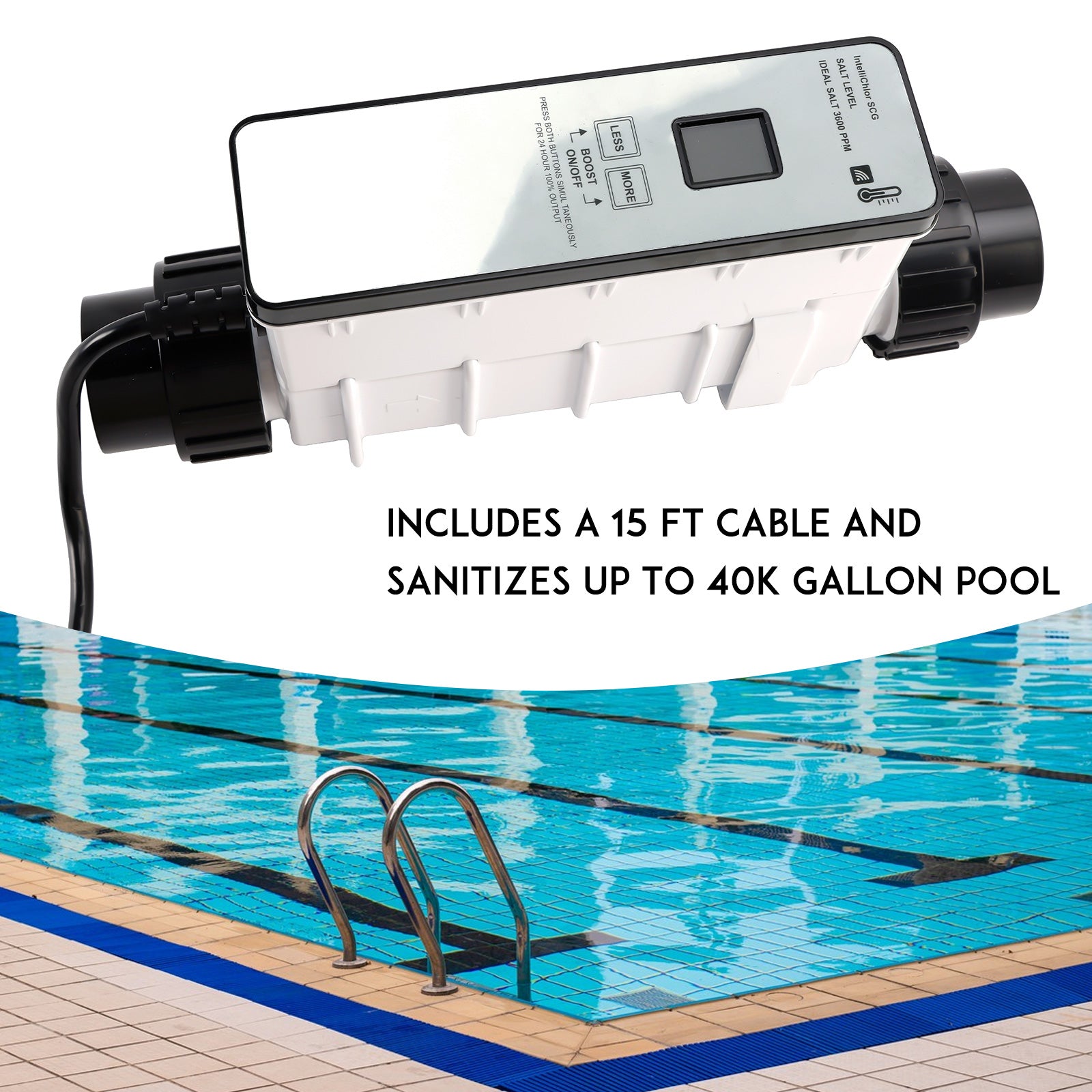 IC40 EC-520555 Replacement Salt Cell Chlorine Generator for In-Ground Pools Up