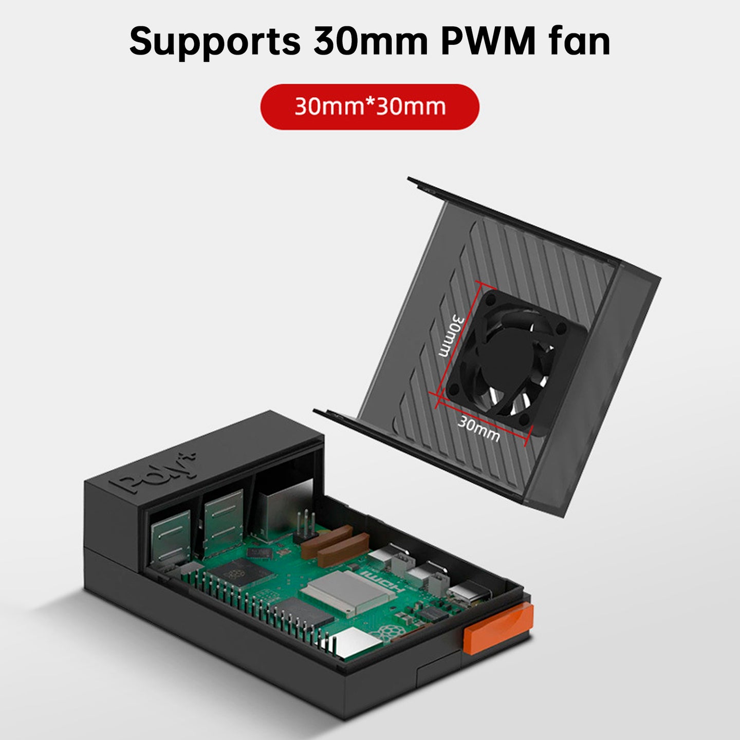 Raspberry Pi5 POLY5+ Case Argon Box Compatible with PWM Cooling Fan ABS Material
