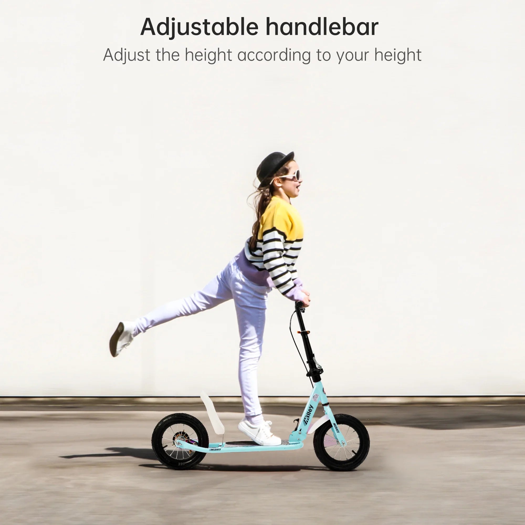 White Foldable Kick Scooter Ages 6+, Teens/Adults Max 220lb