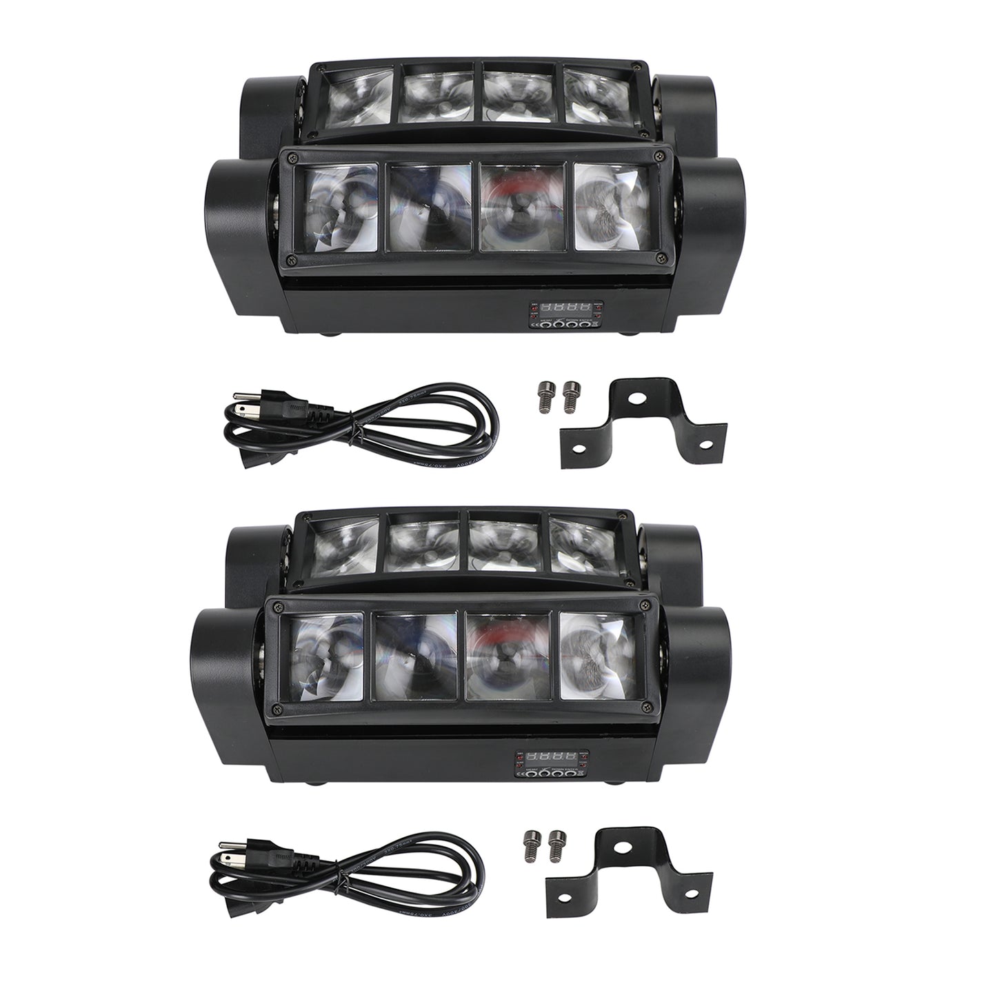 2Pcs 80W 8LED RGBW Spider Moving Head Stage Lighting Beam DMX Party DJ Lighting