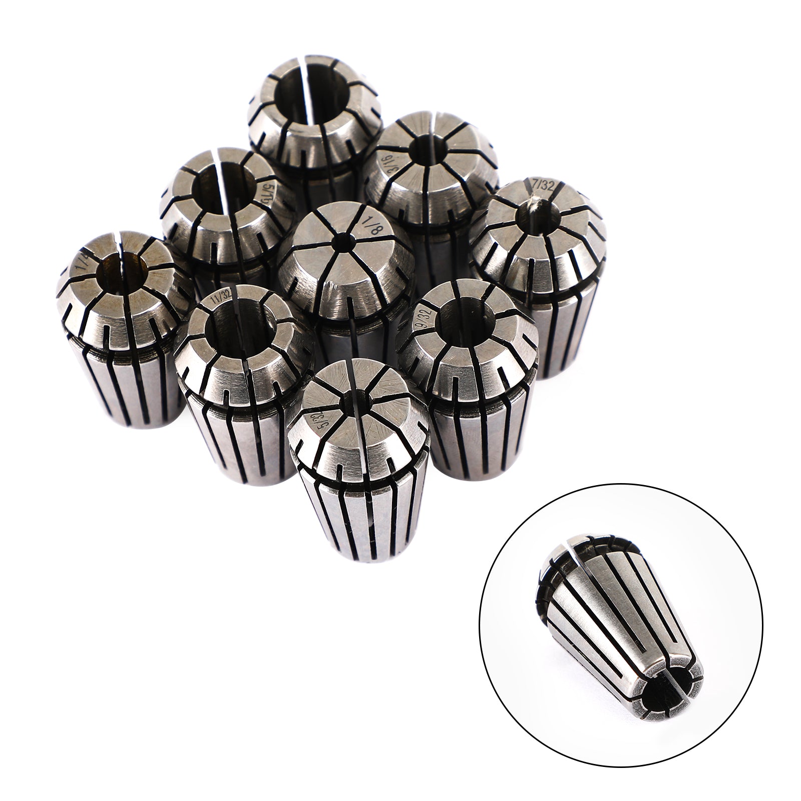 12Pcs ER16 Spring Collet Set For CNC Milling Lathe Tool Engraving Machine Steel