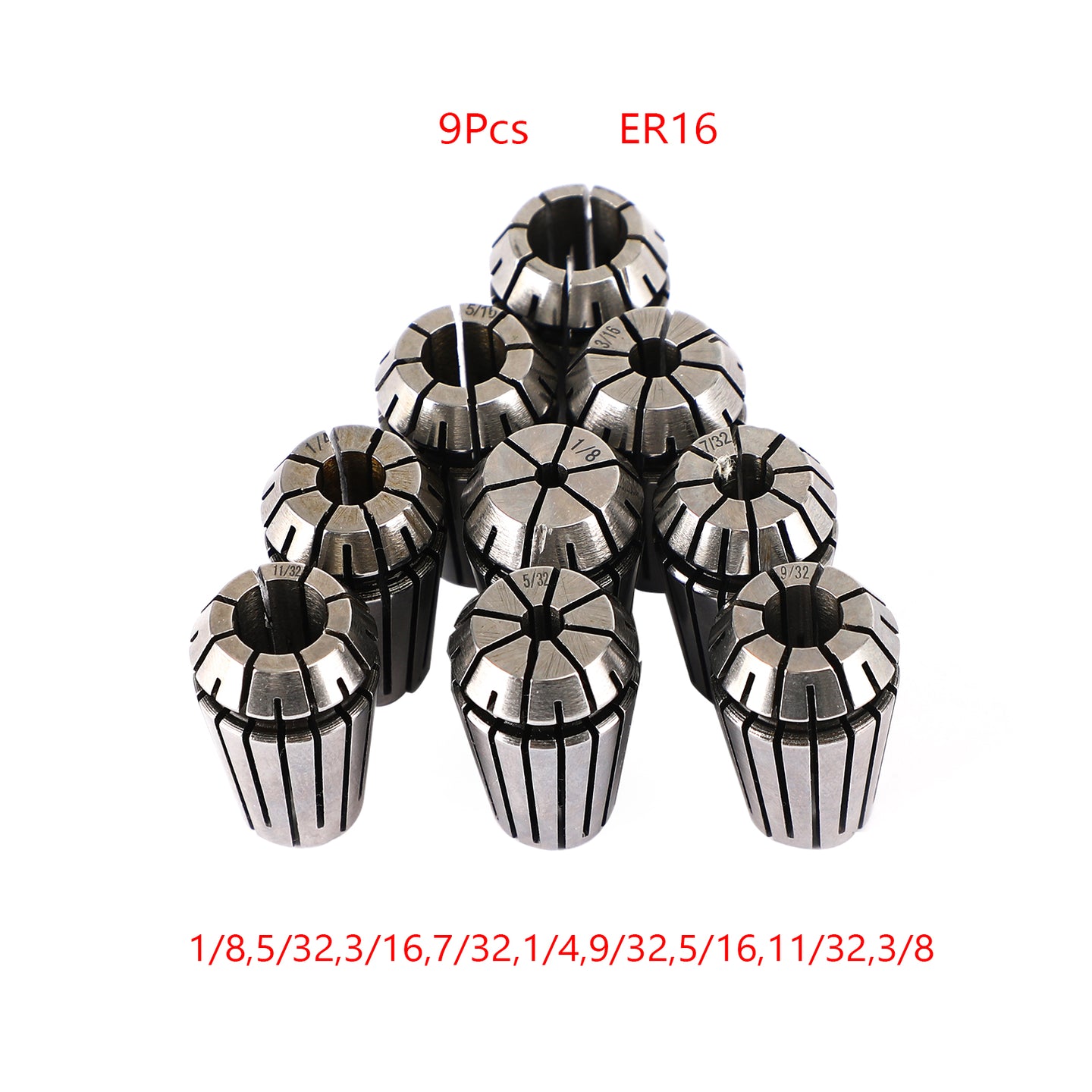12Pcs ER16 Spring Collet Set For CNC Milling Lathe Tool Engraving Machine Steel