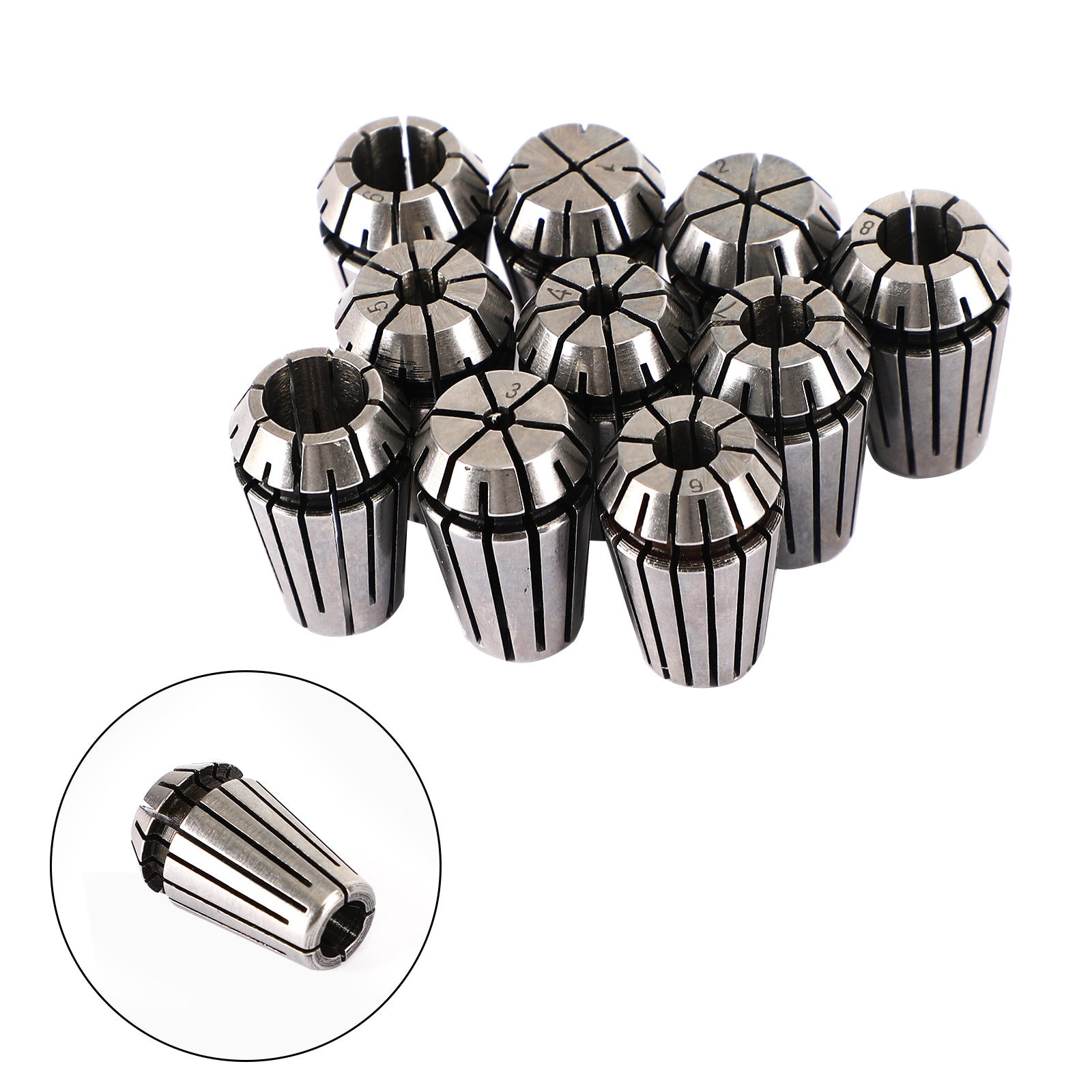 10Pcs ER16 Spring Collet Set For CNC Milling Lathe Tool Engraving Machine Steel, 10Pcs ER16(1-10mm)