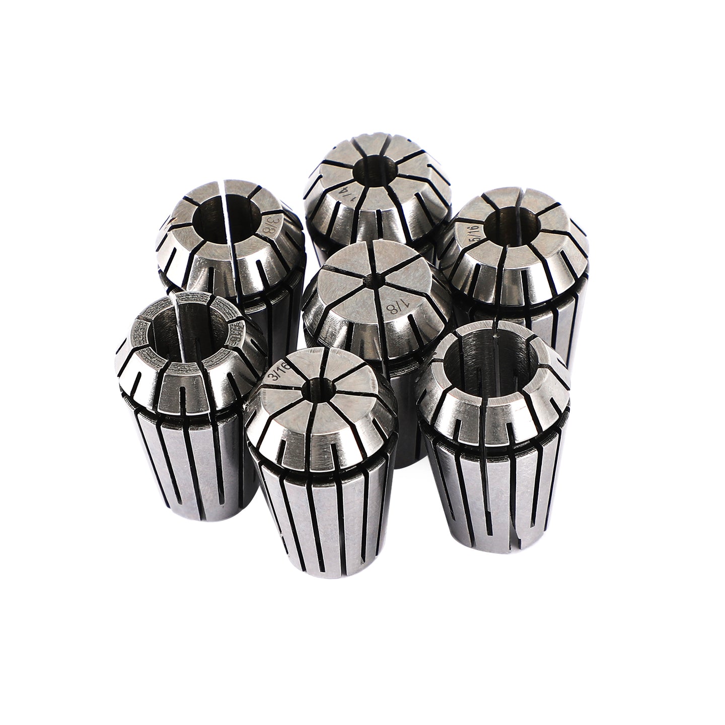 7Pcs ER20 Spring Collet Set For CNC Milling Lathe Tool Engraving Machine Steel, 7Pcs ER20(1/8-1/2")"