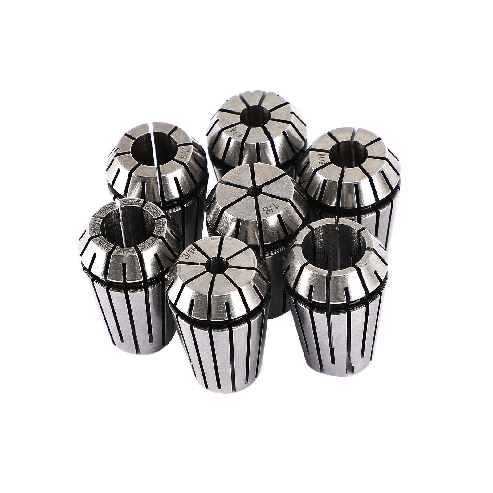 7Pcs ER20 Spring Collet Set For CNC Milling Lathe Tool Engraving Machine Steel, 7Pcs ER20(1/8-1/2")"