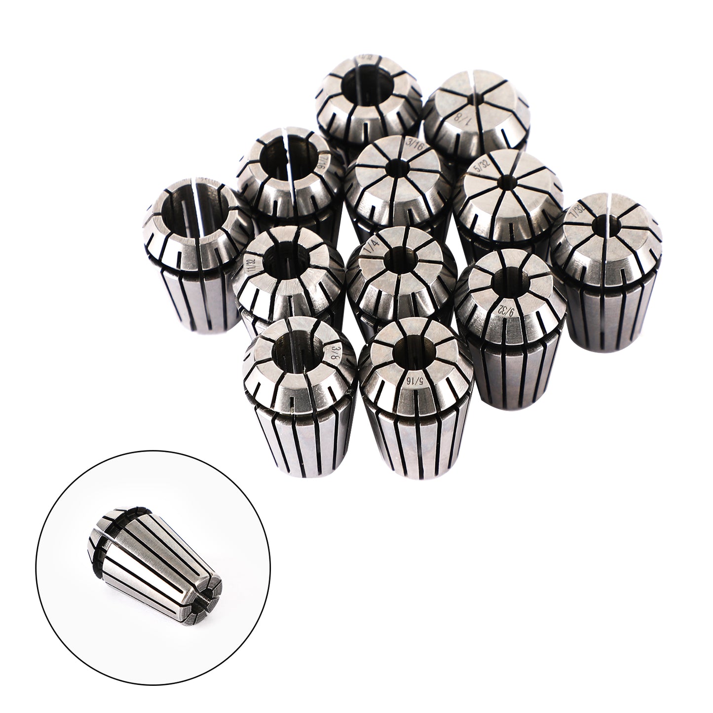 12Pcs ER20 Spring Collet Set For CNC Milling Lathe Tool Engraving Machine Steel