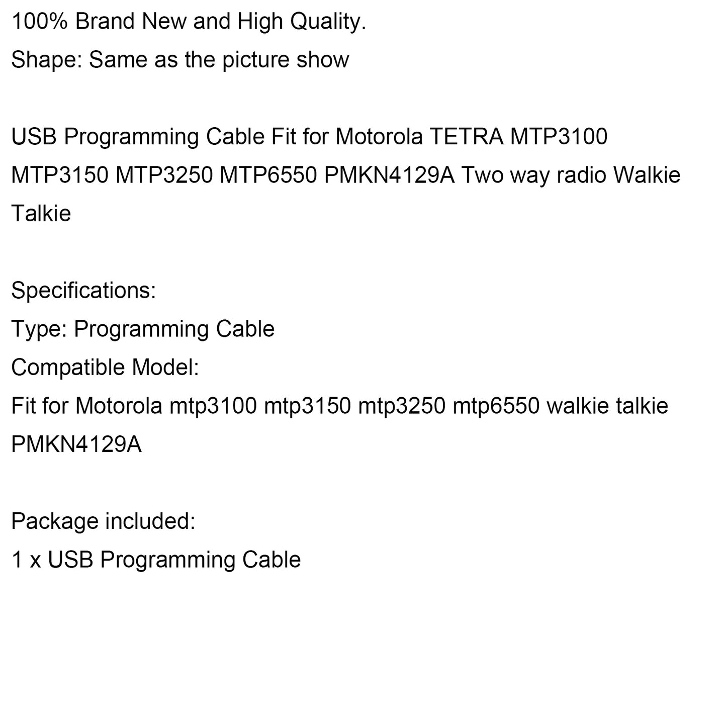 Pmkn4129A Usb Programming Cable For Mtp3100 3150 3250 6550 Radio Walki Talkie
