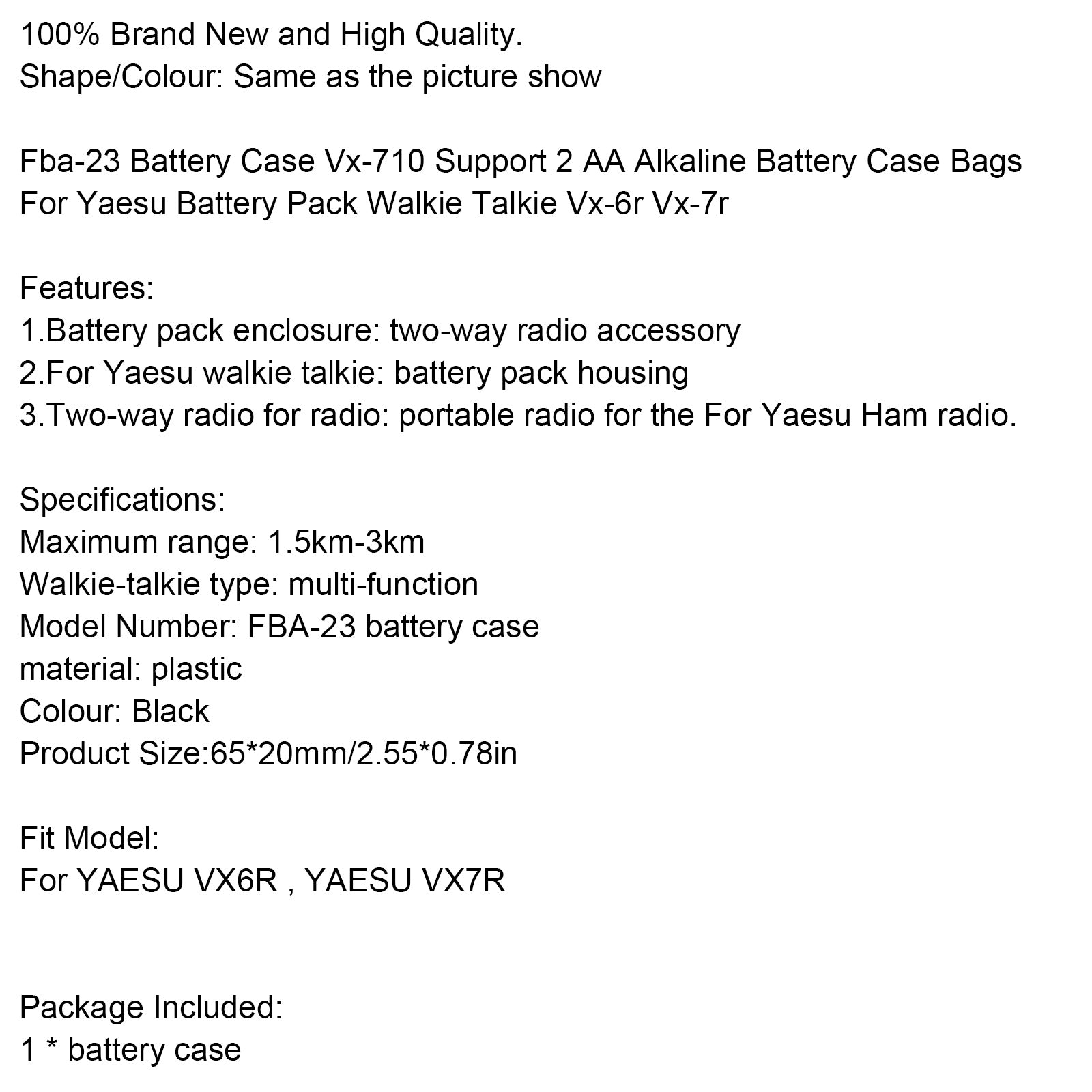 Support 2 Aa Alkaline Fba-23 Battery Case Bags For Walkie Talkie Vx-6R Vx-7R