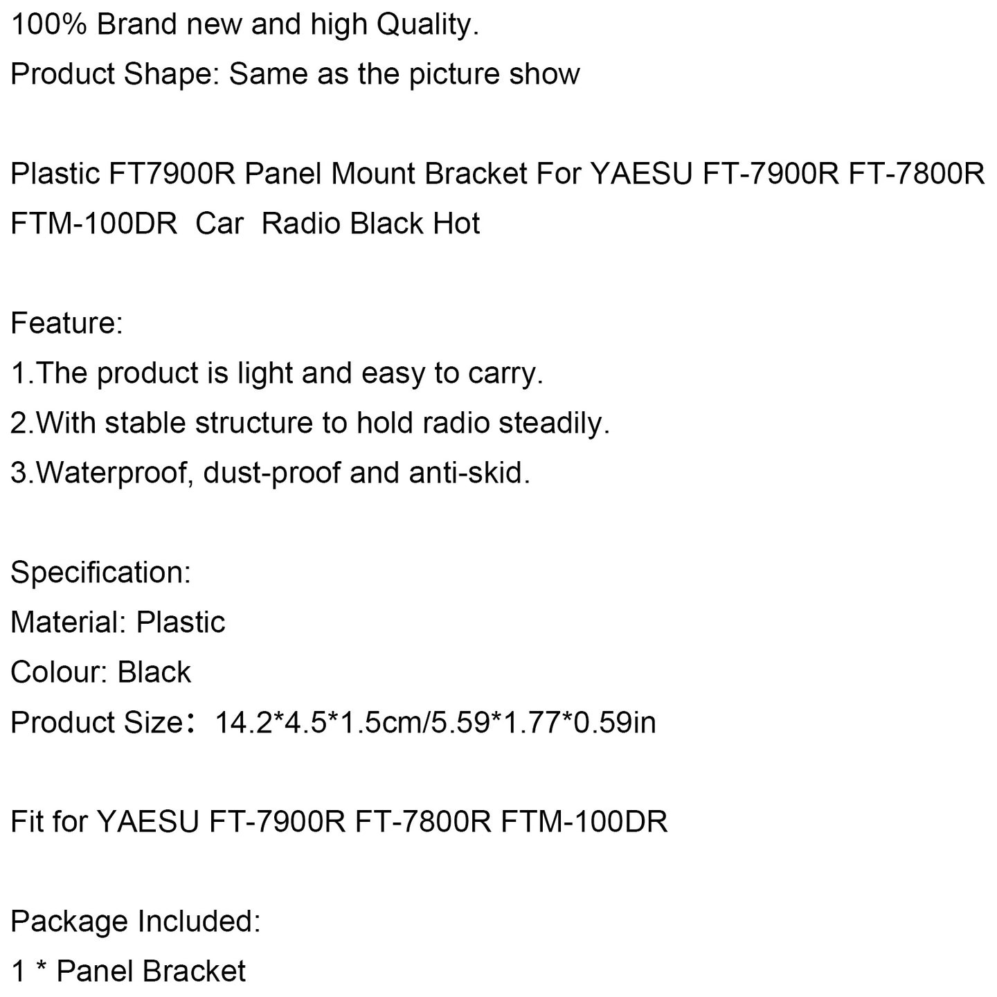Plastic Ft7900R Panel Mount Bracket For Ft-7900R Ft-7800R Ftm-100Dr Car Radio