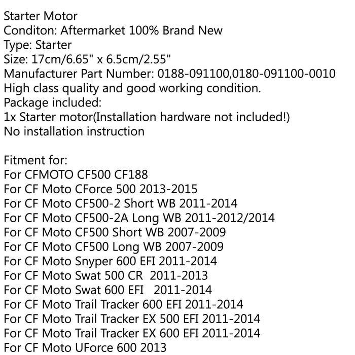 CF Moto CF500 EFI Tracker X5 X6 Z6 Rancher 600 Linhai ATV Motor Starter