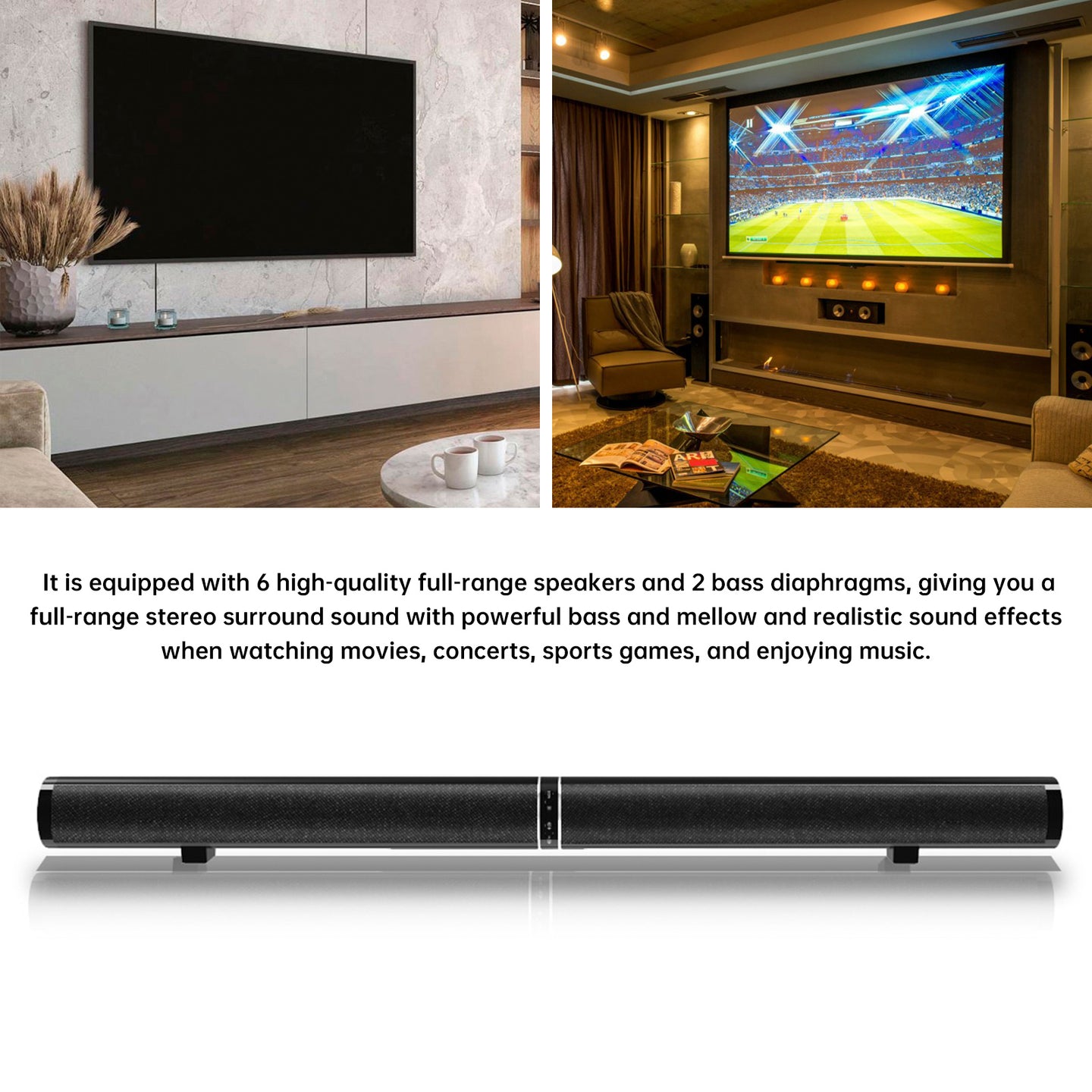 Vtopteng Home Detachable Surround Sound Bar Bluetooth 2 Speaker in 1