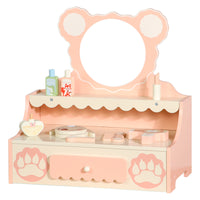 Kids Vanity Set with Storage Drawer Little Girls' Makeup Table with Mirror Toddler Pretend Play Vanity Desk with 8 Makeup Accessories Princess Vanity for 3+ Years Old Kids
