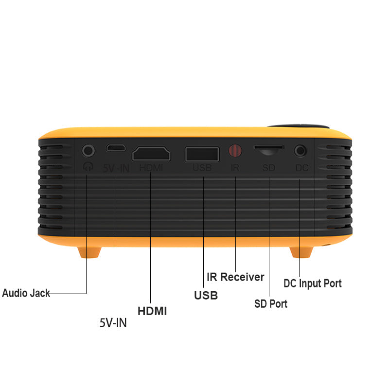 A2000 Mini Portable Projector – 800 Lumen LCD Home Theater Projector with US Plug