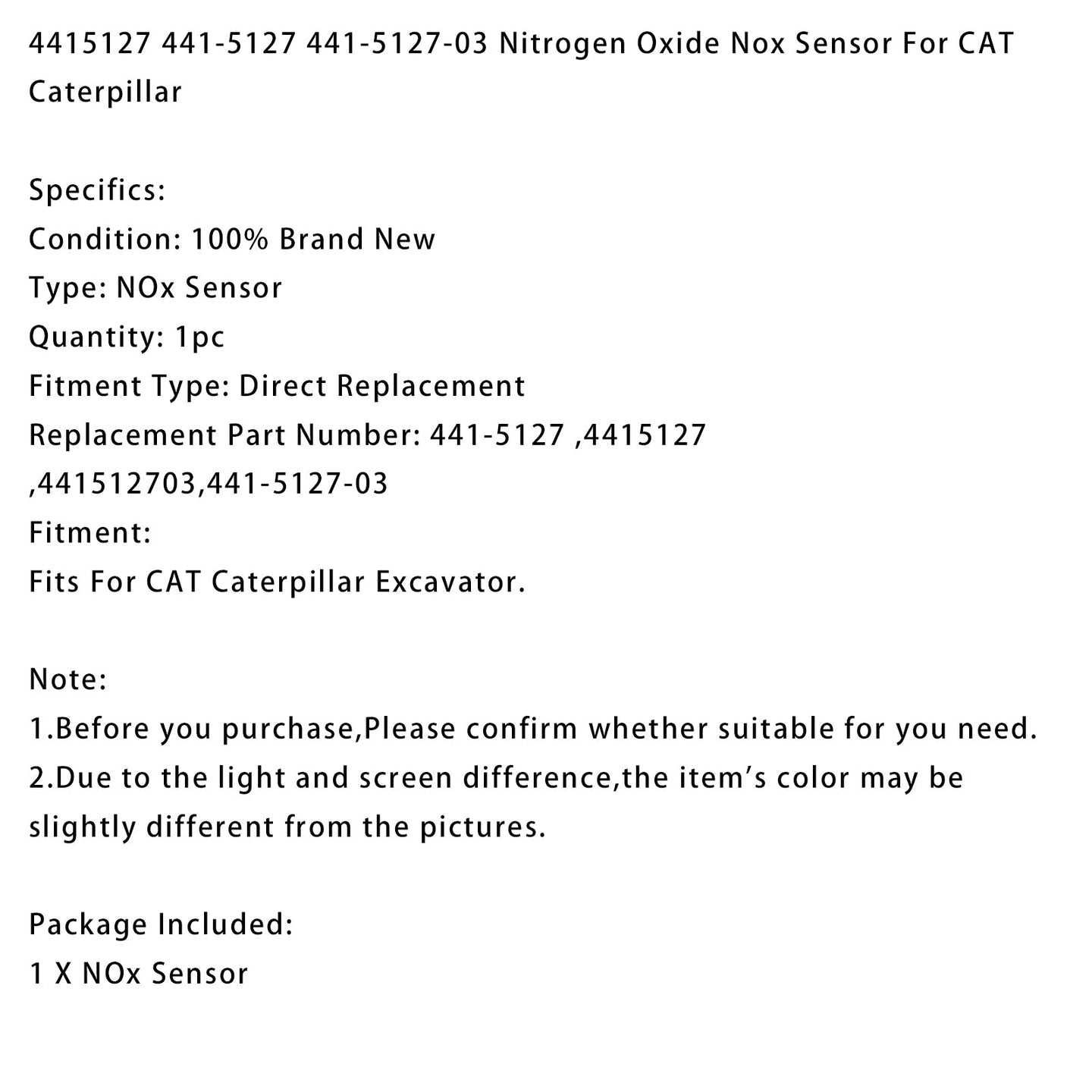 Nitrogen Oxide Nox Sensor 441-5127 441-5127-03 Fits For CaterPillar 6 pins