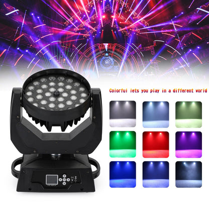 10W 36LED RGBW Moving Head Light DMX512 Zoom Sound Active Stage Bar DJ
