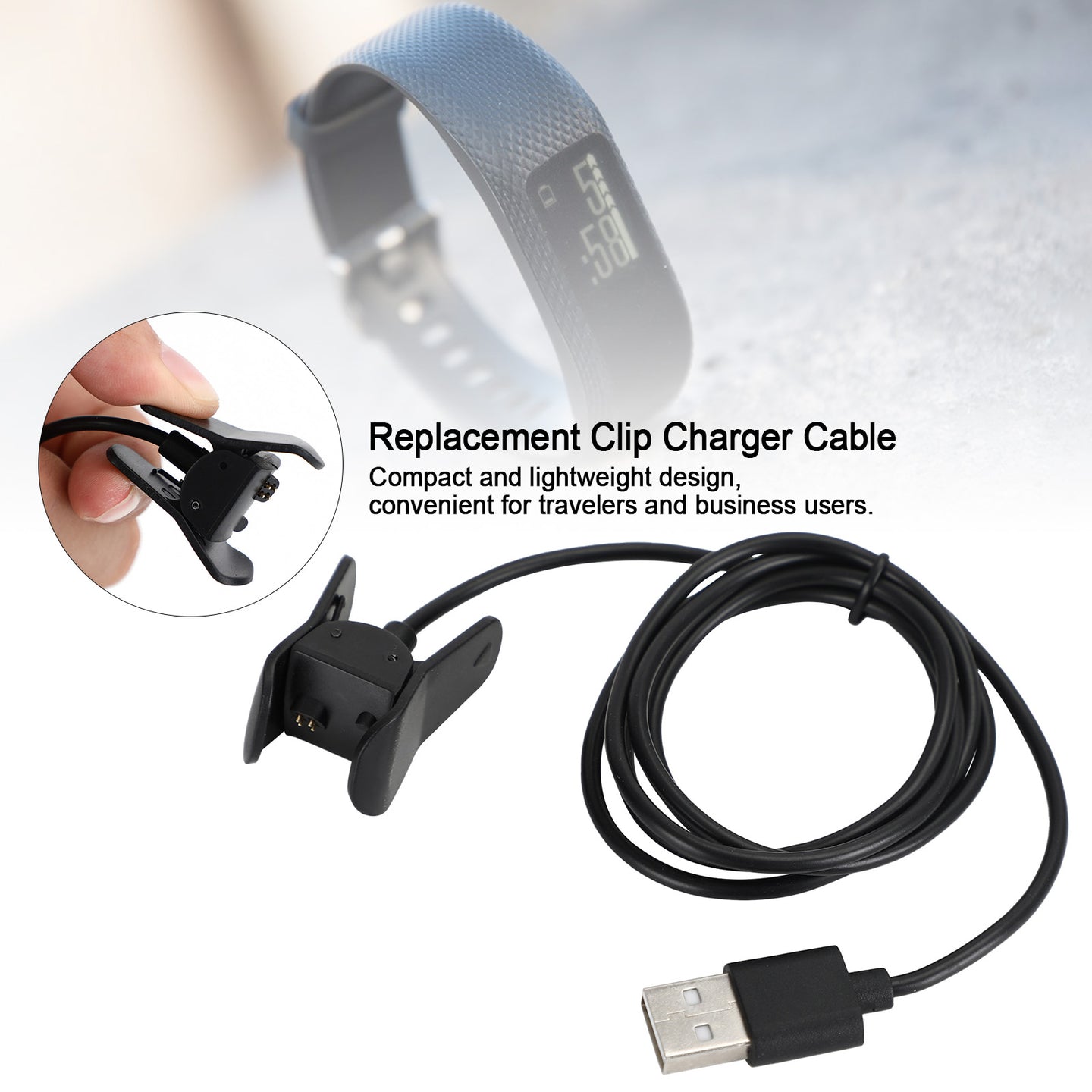 1m USB Charger Replacement Charging Cable Clip For vivosmart 3 Smart Bracelet