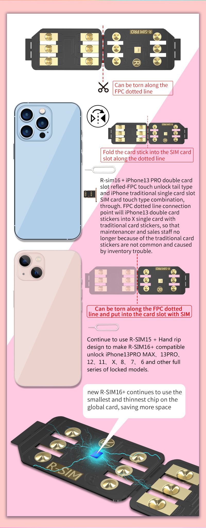 R-SIM 16+ Nano Unlock RSIM Card Fit for iPhone 13 12 mini 12 Pro XS MAX 8 IOS 15