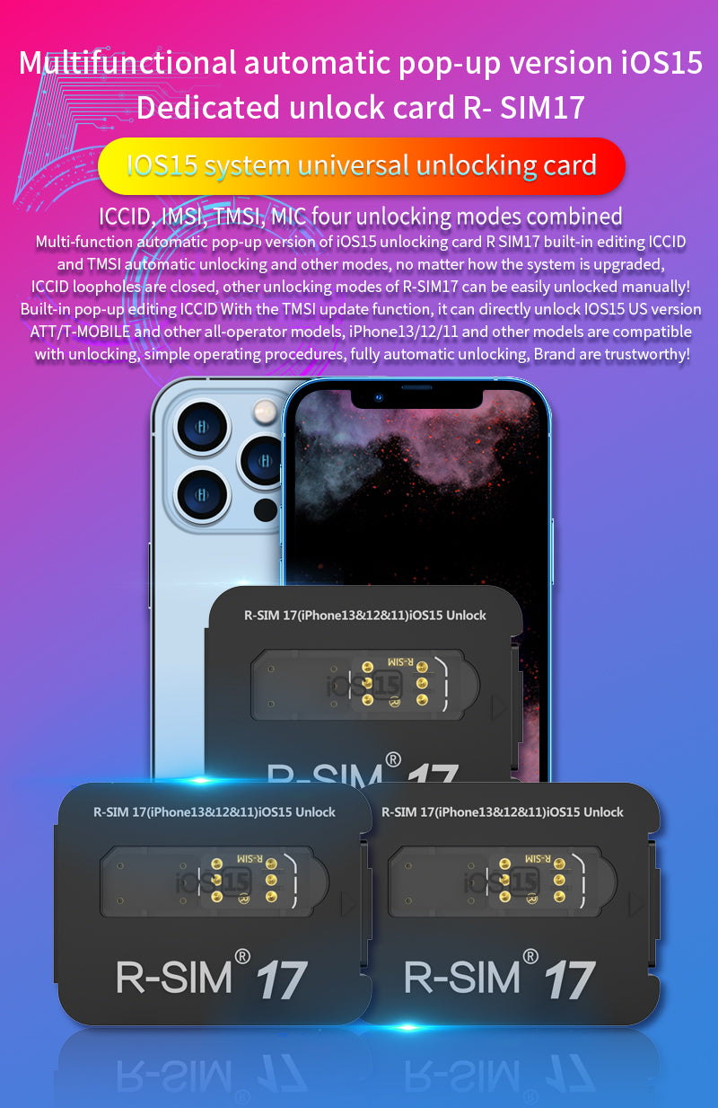 R-SIM 17 Nano Unlock RSIM Card Fit for iPhone 13 12 mini 12 Pro XS MAX 8 IOS 15