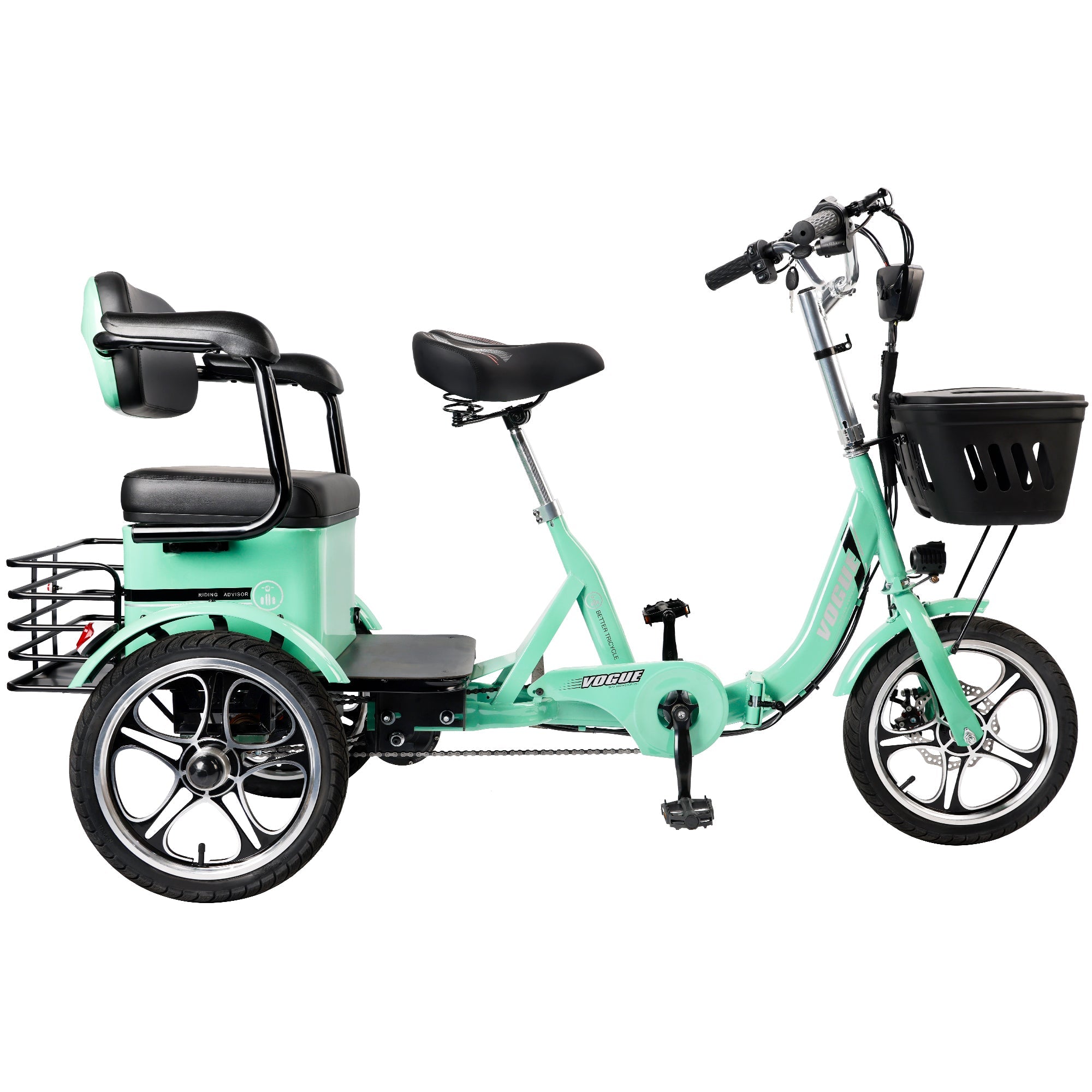 Electric Bike, 400W Folding Trike Ebike, 3 Wheel Electric Bicycle, Up to 34 Miles, 16 Tire Tricycle for Adults, Green