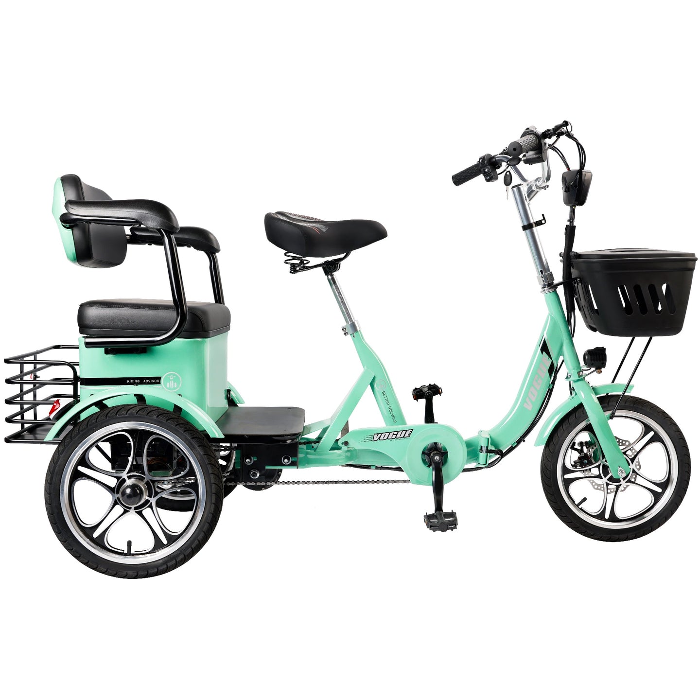 Electric Bike, 400W Folding Trike Ebike, 3 Wheel Electric Bicycle, Up to 34 Miles, 16 Tire Tricycle for Adults, Green