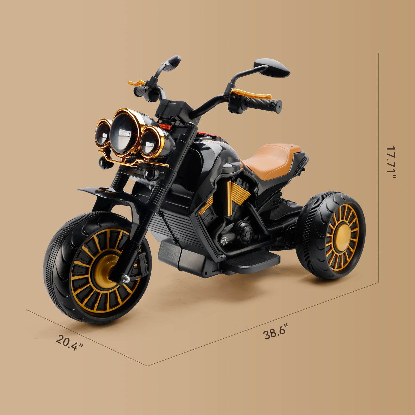 3-Wheel Kids Ride-On Motorcycle, Electric Dual-Drive w/ LED Lights (Black), Ages 1–8 (Copy)