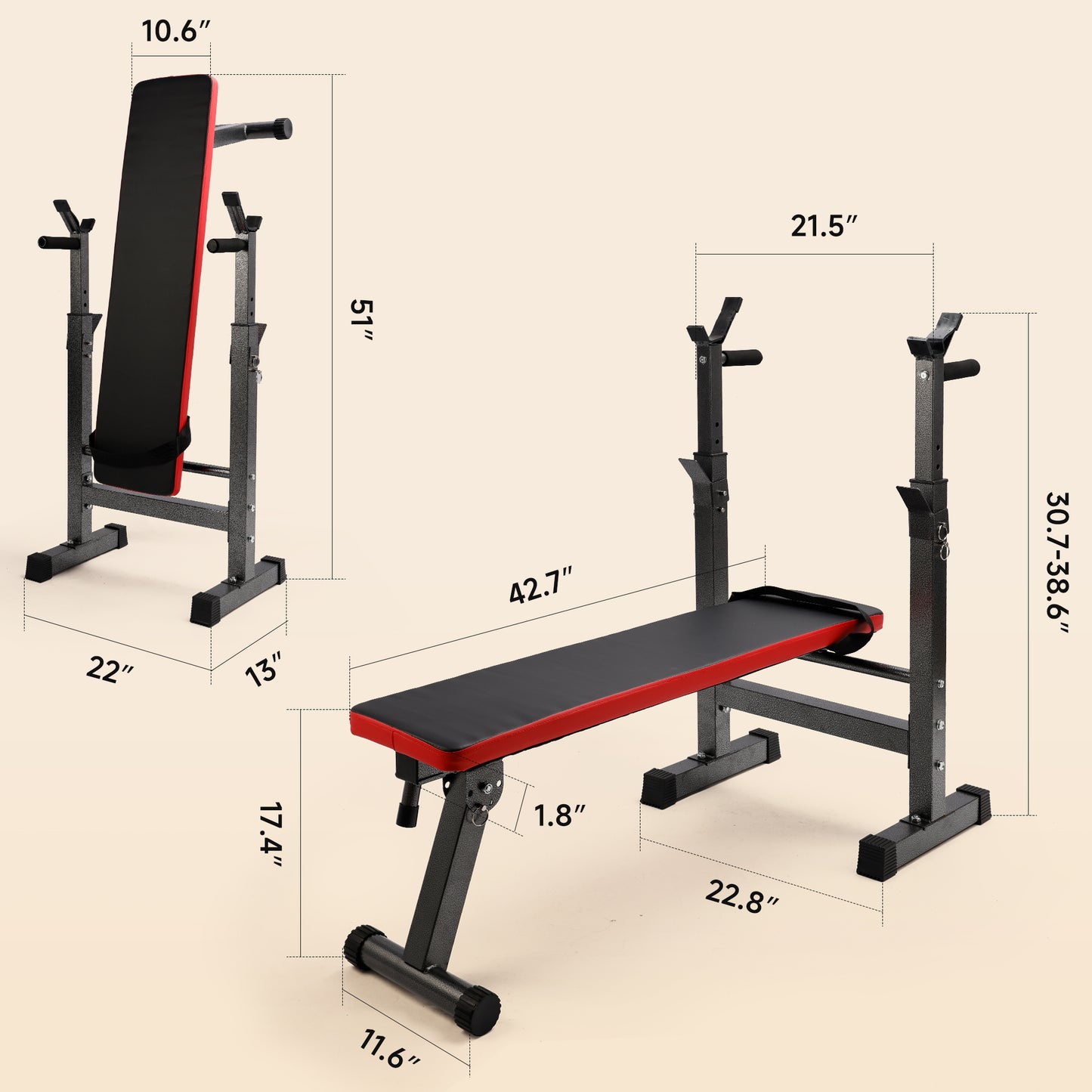 Adjustable Weight Bench, Foldable Home Gym – 440 lb Capacity