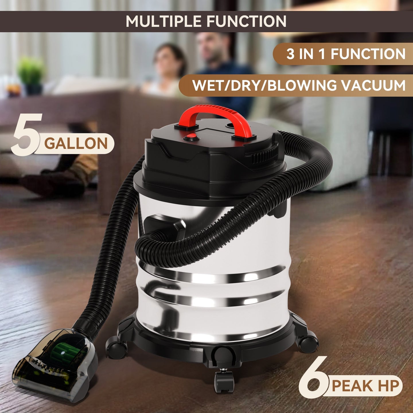 18L Ash Vacuum Cleaner, Powerful 1800W Wet/Dry Shop Vac with Blower Function for Fireplaces, BBQ & Pellet Stoves