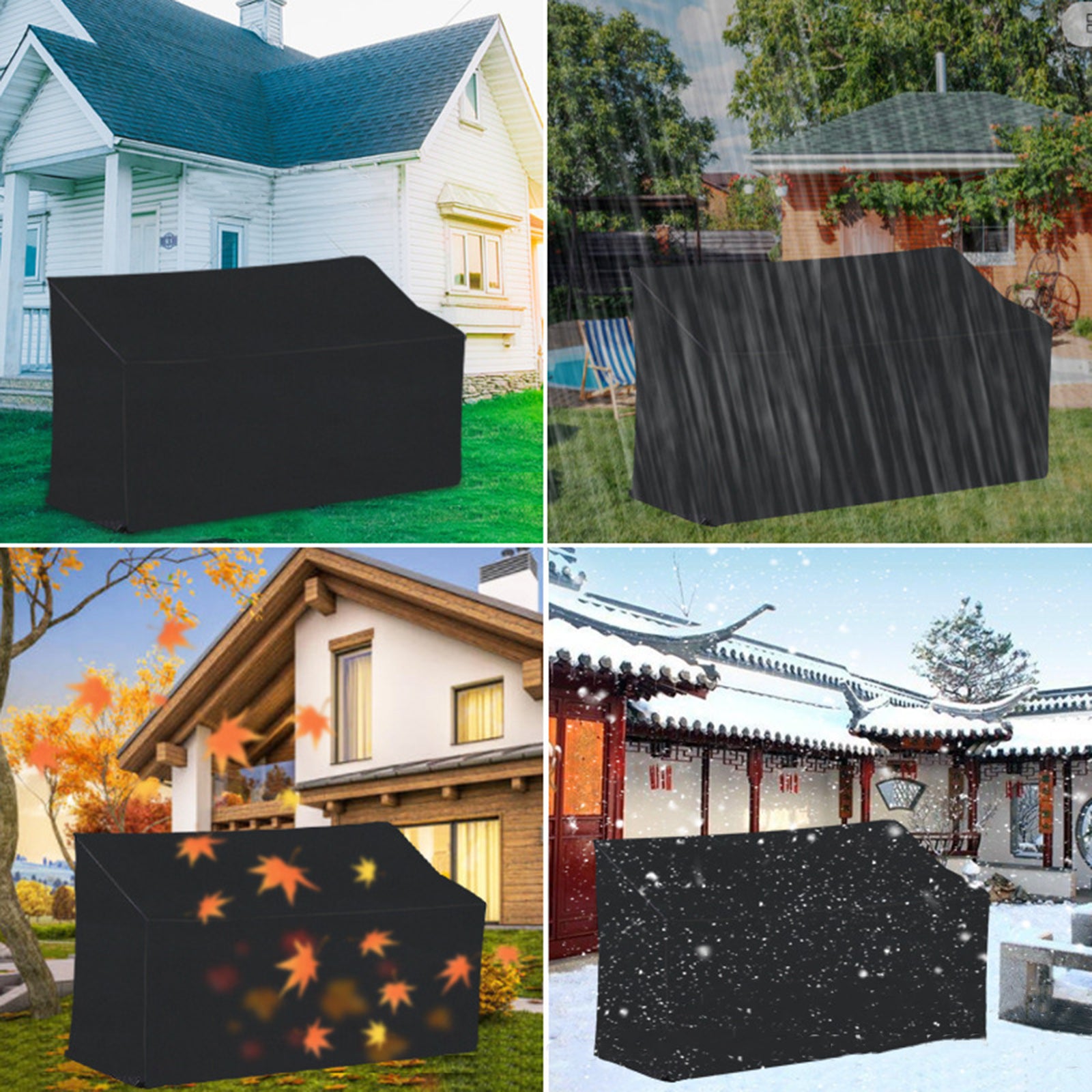 Black Waterproof Heavy Duty Garden Couch Outdoor 2/3/4 Seater Bench Seat Cover, 2Seats 134x66x89cm