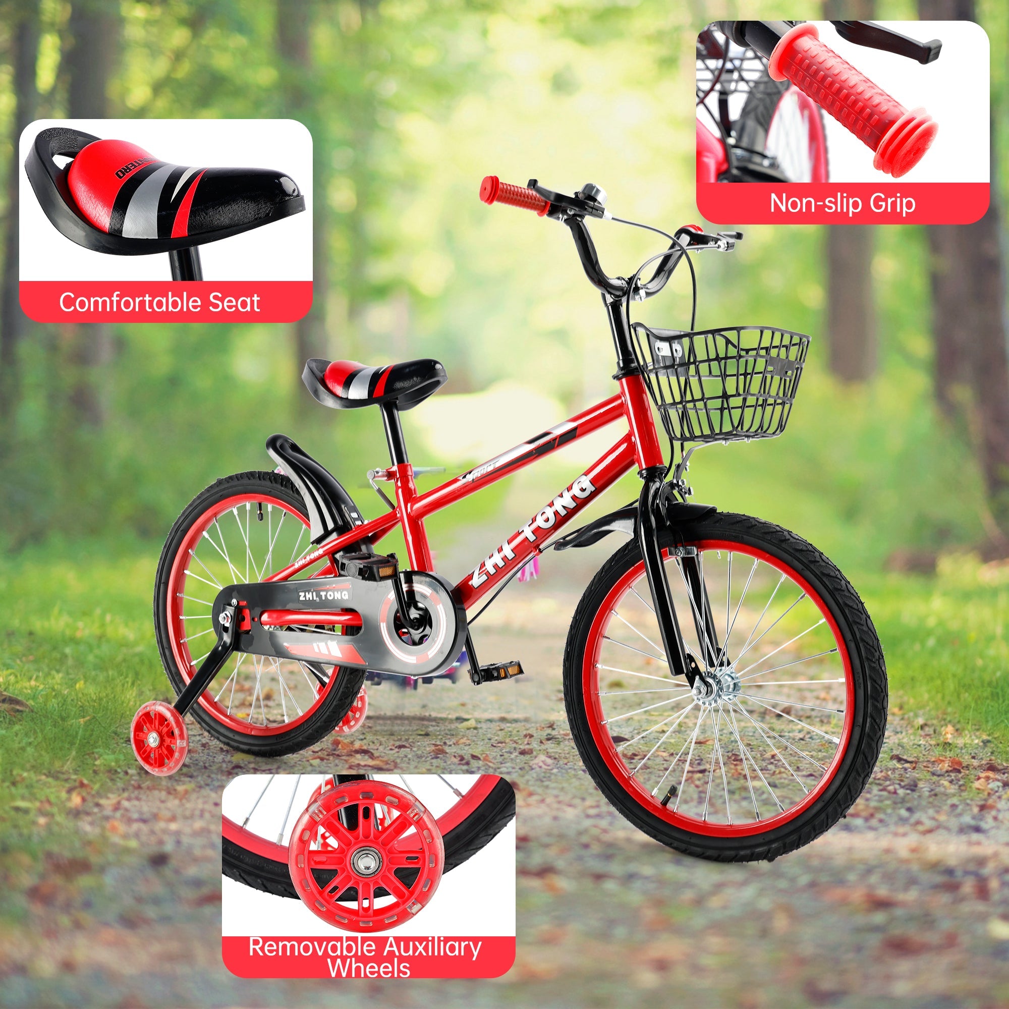 18 inches Durable Children's Bicycle with Safety Brakes & Flash Wheels
