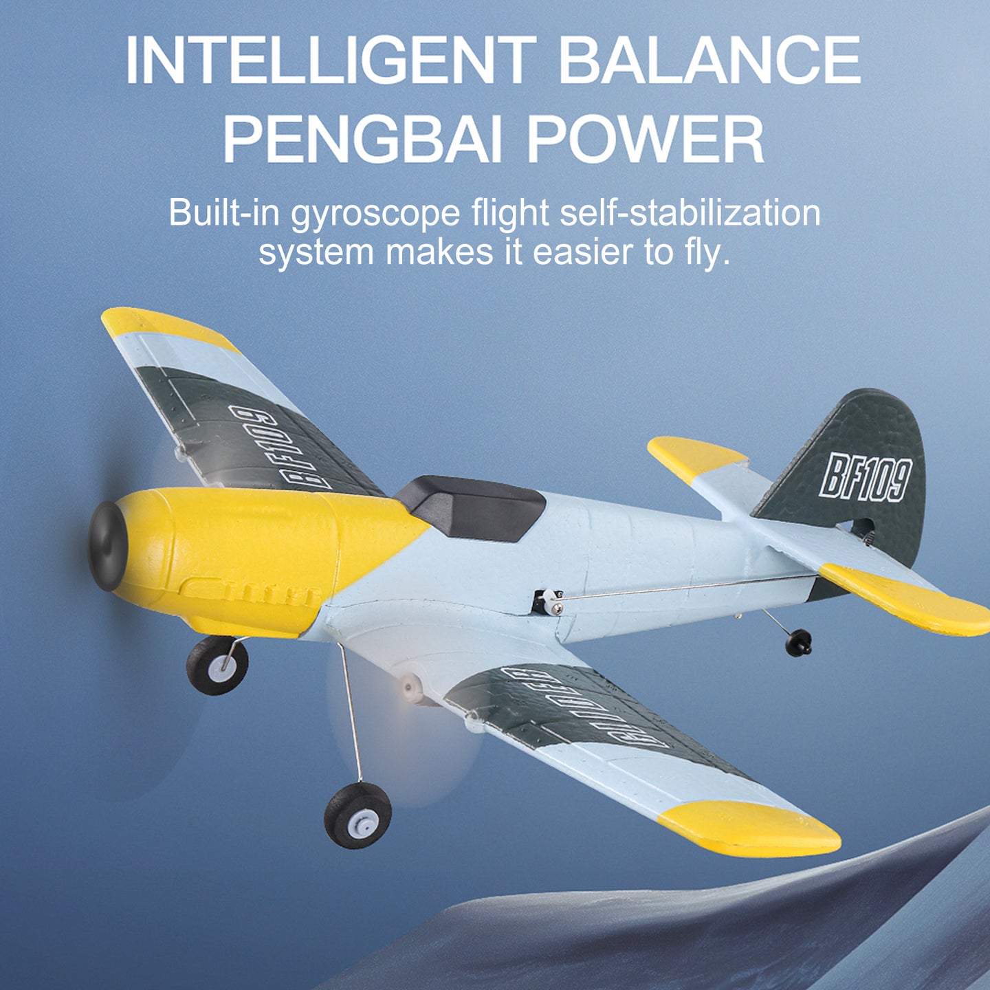 RC Airplane BF-109 Warbird – 3 Channel Remote Control Plane with 2.4GHz, 6-Axis Gyro & 2 Batteries