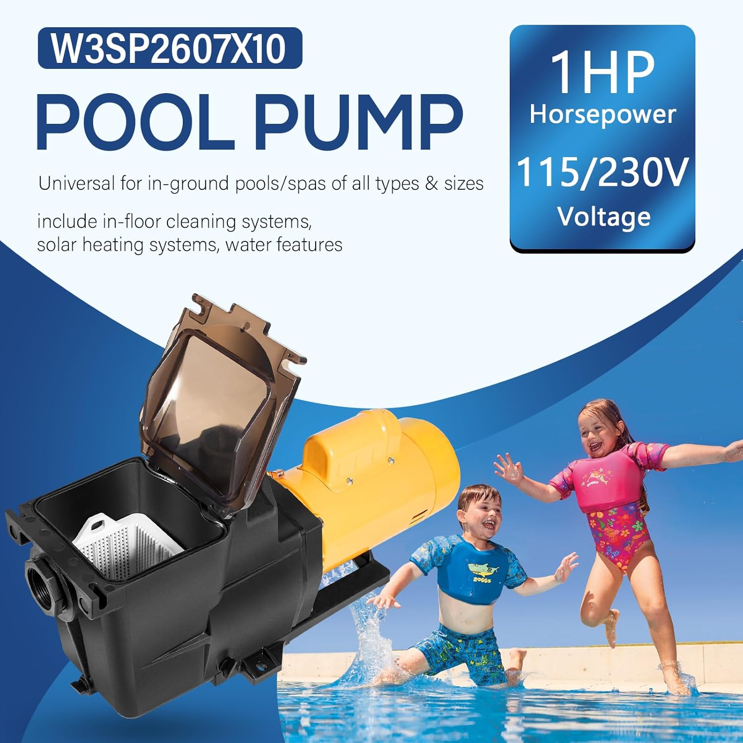 Super Pump 1 HP Single Speed Inground Pool Pump W3SP2607X10 230V For Hayward